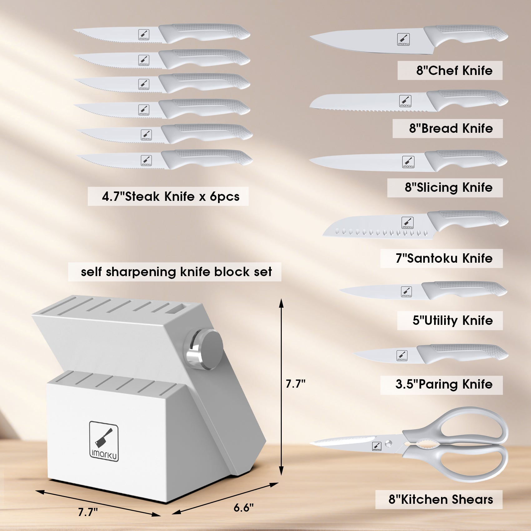 Premium 6-Piece Stainless Steel Knife Set with Ergonomic PP Handles - Sharp Kitchen Knives for Slicing, Dicing & Chopping - Perfect for Home Chefs & Professional Cooking