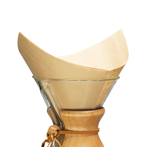 Chemex Bonded Coffee Filters FSU 100 Pre-Folded Squares, Natural Brown Paper - Perfect for Pour Over Coffee Makers & Chemex Brewing at Home or Office