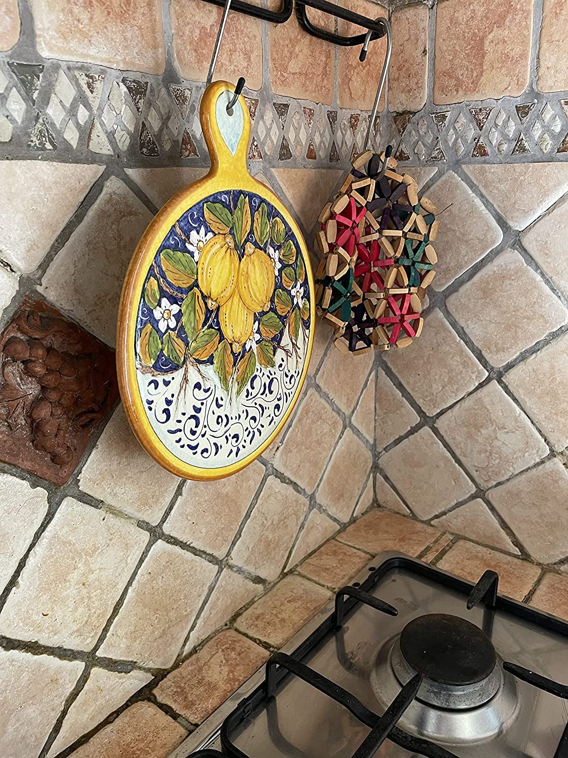 Italian Ceramic Trivet Hand Painted with Tuscan Lemon Design - CERAMICHE PARRINI Authentic Italian Kitchenware & Home Decor for Dining Table, Countertop Protection, and Tuscan Style Interior Decoration