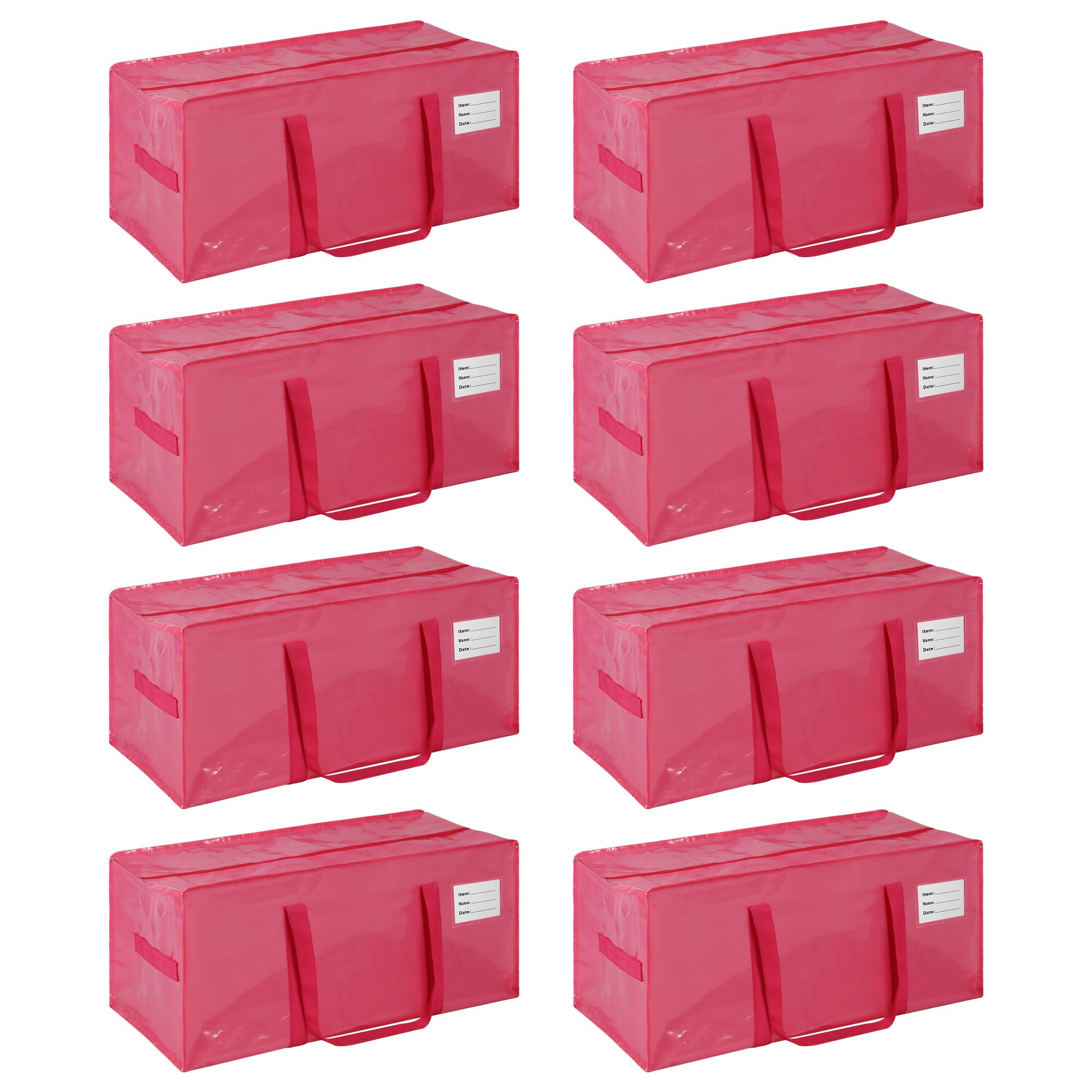 Heavy Duty Moving Bags with Sturdy Zippers - 8 Pack Large Storage Totes for Clothes, College Dorm & Travel Supplies - Durable Pink Moving Bags for Home Organization & Packing Essentials