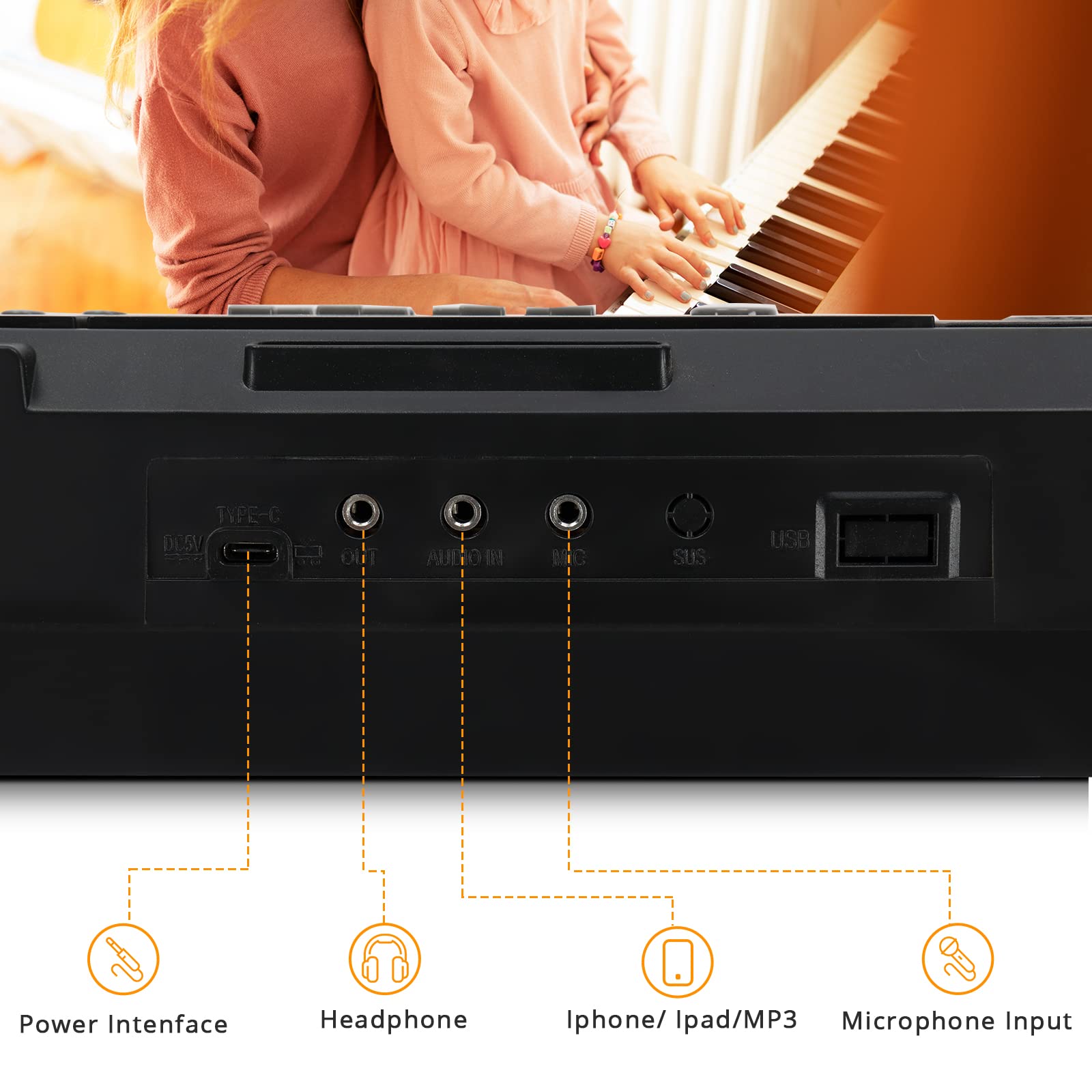 GLARRY 61-Key Full Size Portable Electric Keyboard Piano Set for Beginners & Kids - Includes Piano Bench, Stand, Music Stand, Microphone, Headphone & Power Supply - Perfect for Home Practice, Music Lessons & Christmas Gifts