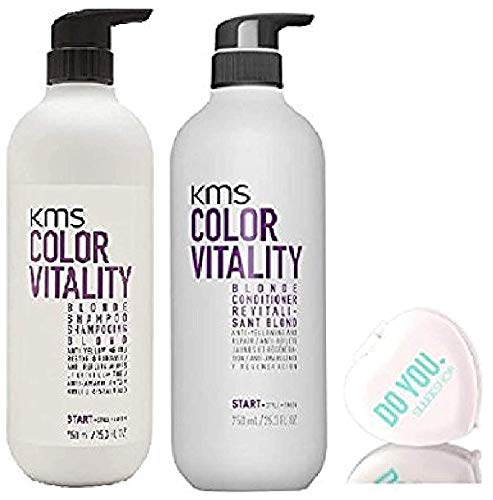 Color Vitality BLONDE Purple Shampoo & Conditioner Set - Anti-Yellowing Violet Formula for Blonde & Gray Hair (25.3oz x 2 with Pump) + Free Travel Mirror - Perfect for Salon-Quality Color Maintenance at Home & Travel