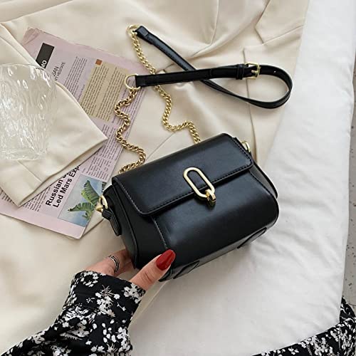 Stylish Women's Crossbody Bag - PU Leather Mini Shoulder Purse with Flap (19x14x9.5cm) - Perfect for Everyday Use, Travel & Work Commute - Black