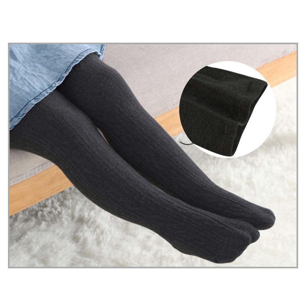 TechCity Girls Tights - Seamless Cotton Cable Knit Leggings for Toddlers 2-14 Years | Soft Pantyhose & Stockings for School, Play & Everyday Wear