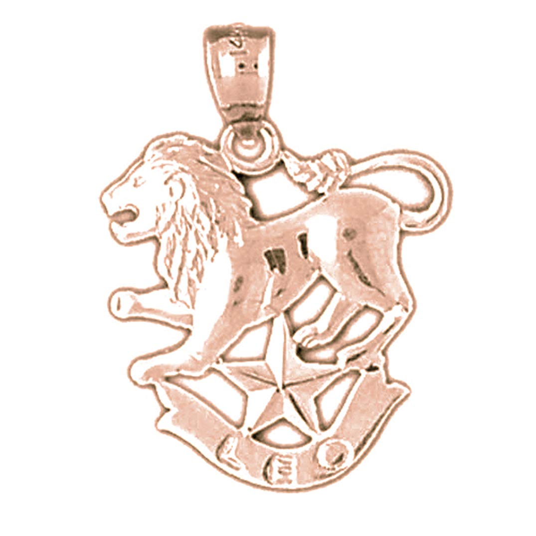 14K Rose Gold Leo Zodiac Pendant Necklace - 26mm Solid Gold Charm - Perfect for Birthdays, Gifts & Astrology Lovers