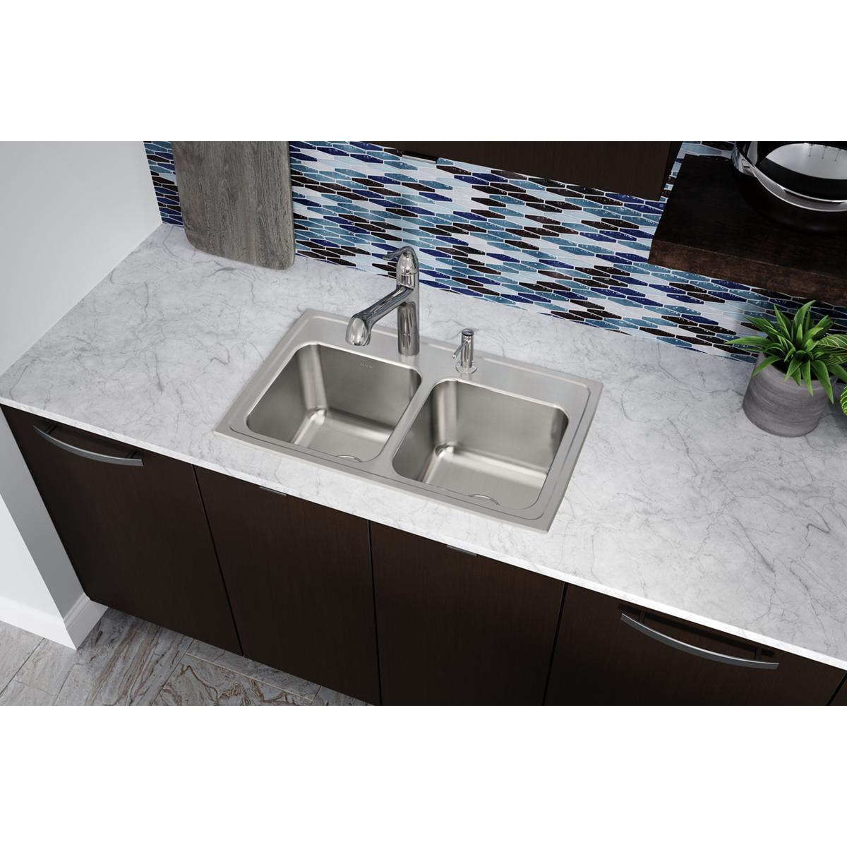 Elkay Lustertone Classic Stainless Steel Double Bowl Drop-in Kitchen Sink 29