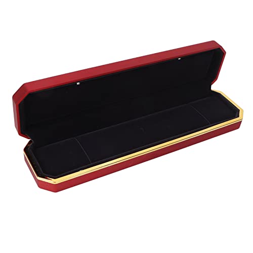 Elegant Lighted Jewelry Gift Box - Portable Luxury Illuminating Storage Case for Necklaces & Rings - Perfect for Weddings, Anniversaries & Romantic Gifts (Red)