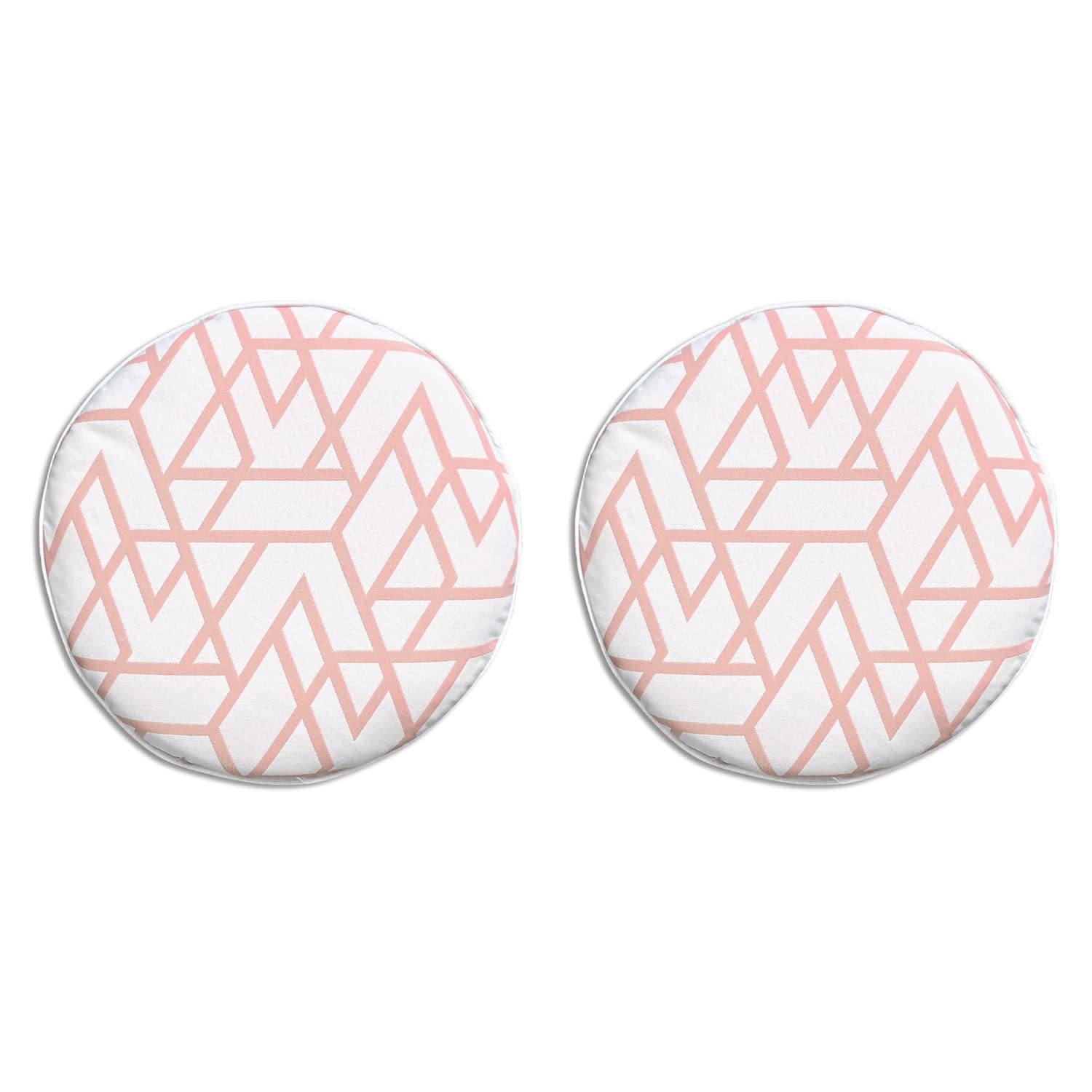 Bistro Chair Cushions Set of 2 - 16x16 Inch Pink Outdoor Seat Cushions with Geometric Triangle Design - Waterproof Round Patio Chair Pads for Dining Chairs, Garden Furniture & Outdoor Decor