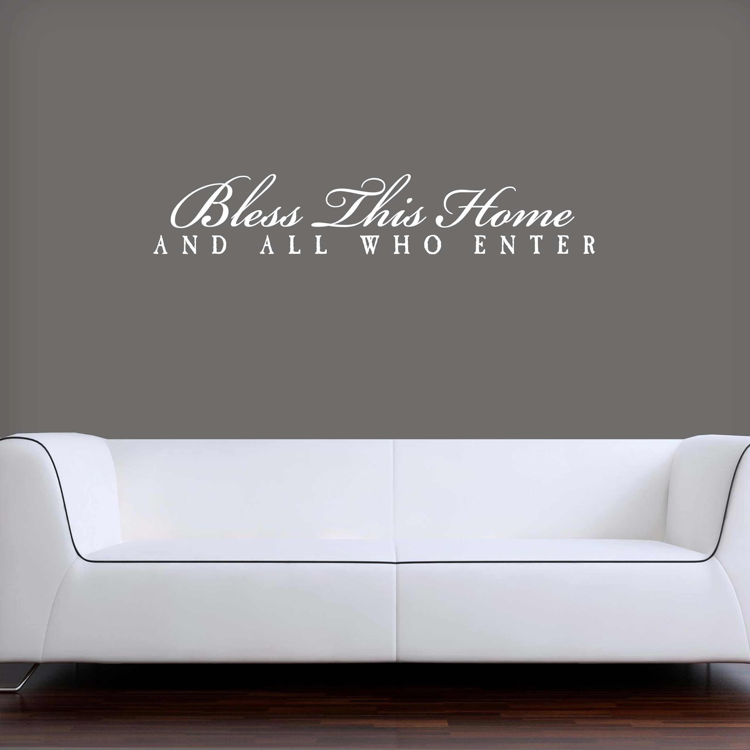 Bless This Home and All Who Enter Wall Decal - Removable Vinyl Wall Sticker for Living Room, Bedroom, Nursery - Home Decor & Inspirational Quote for Housewarming Gift