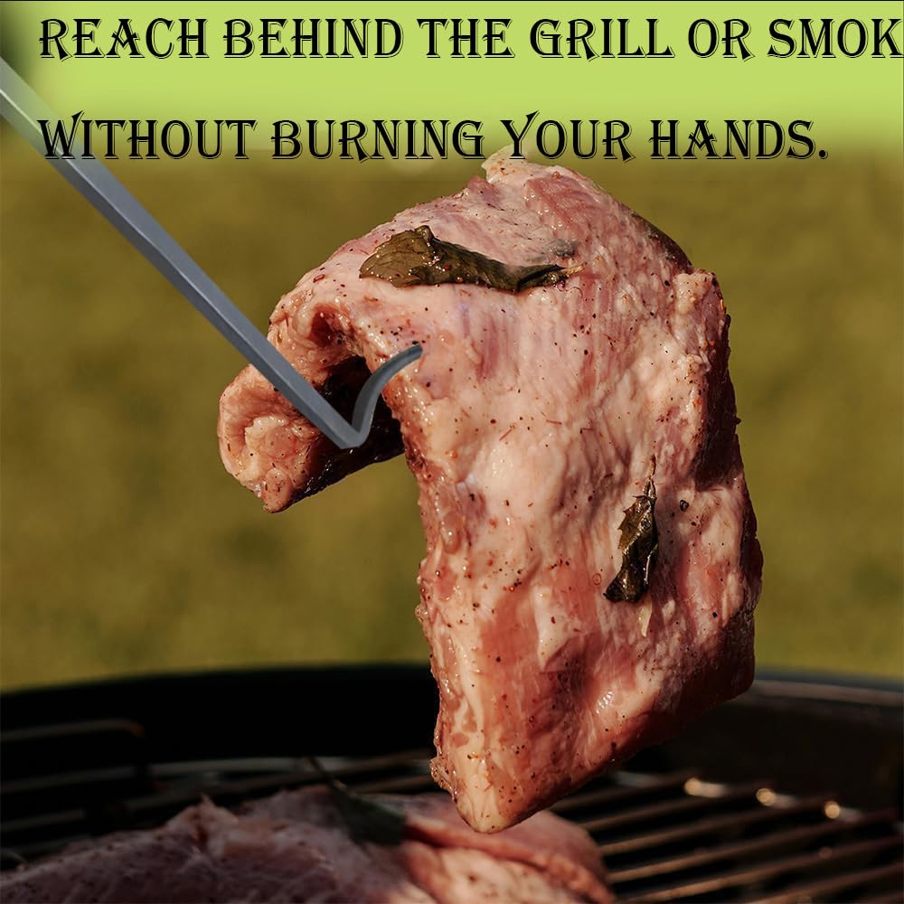 **Heavy Duty Stainless Steel BBQ Meat Turner Hook - Professional Grill Flipper for Grilling, Smoking & Griddle Cooking - Perfect for Steak, Burgers, Vegetables & Outdoor Barbecue**