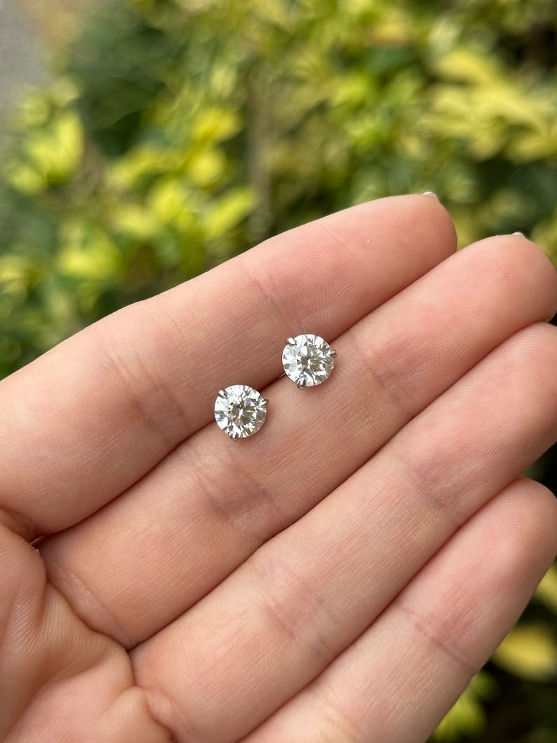 2.0tcw 14K Gold Round Cut Lab Grown Diamond Stud Earrings - High Quality Brilliant Studs for Women, Perfect for Weddings, Anniversaries & Everyday Elegance