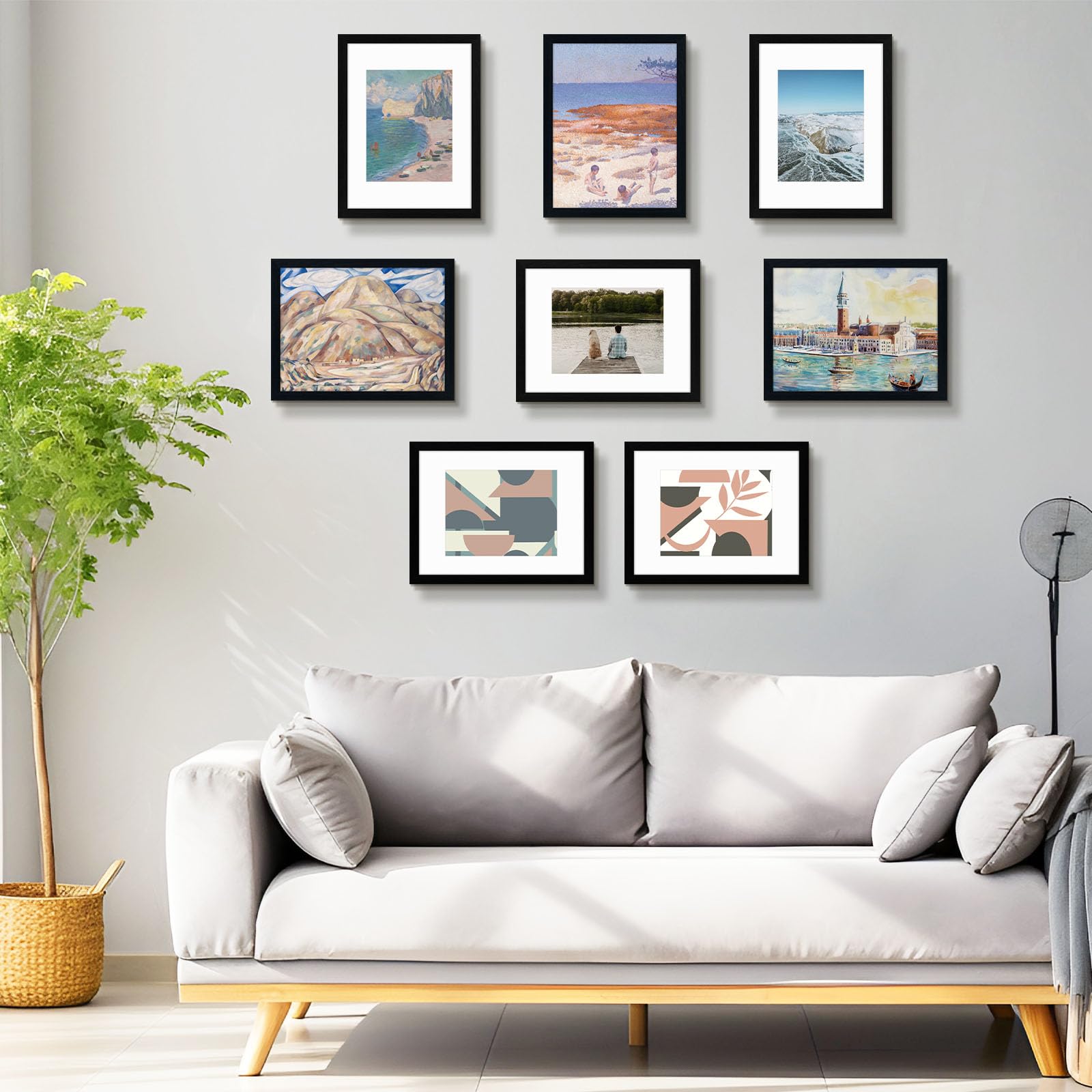 Frametory 12x16 Black Picture Frame - Displays 8.5x11 with Mat or 12x16 without Mat - Premium Poster, Print, Diamond Painting Wall Frame with Wide Molding - Perfect for Home Decor, Office, Gallery & Gift Giving