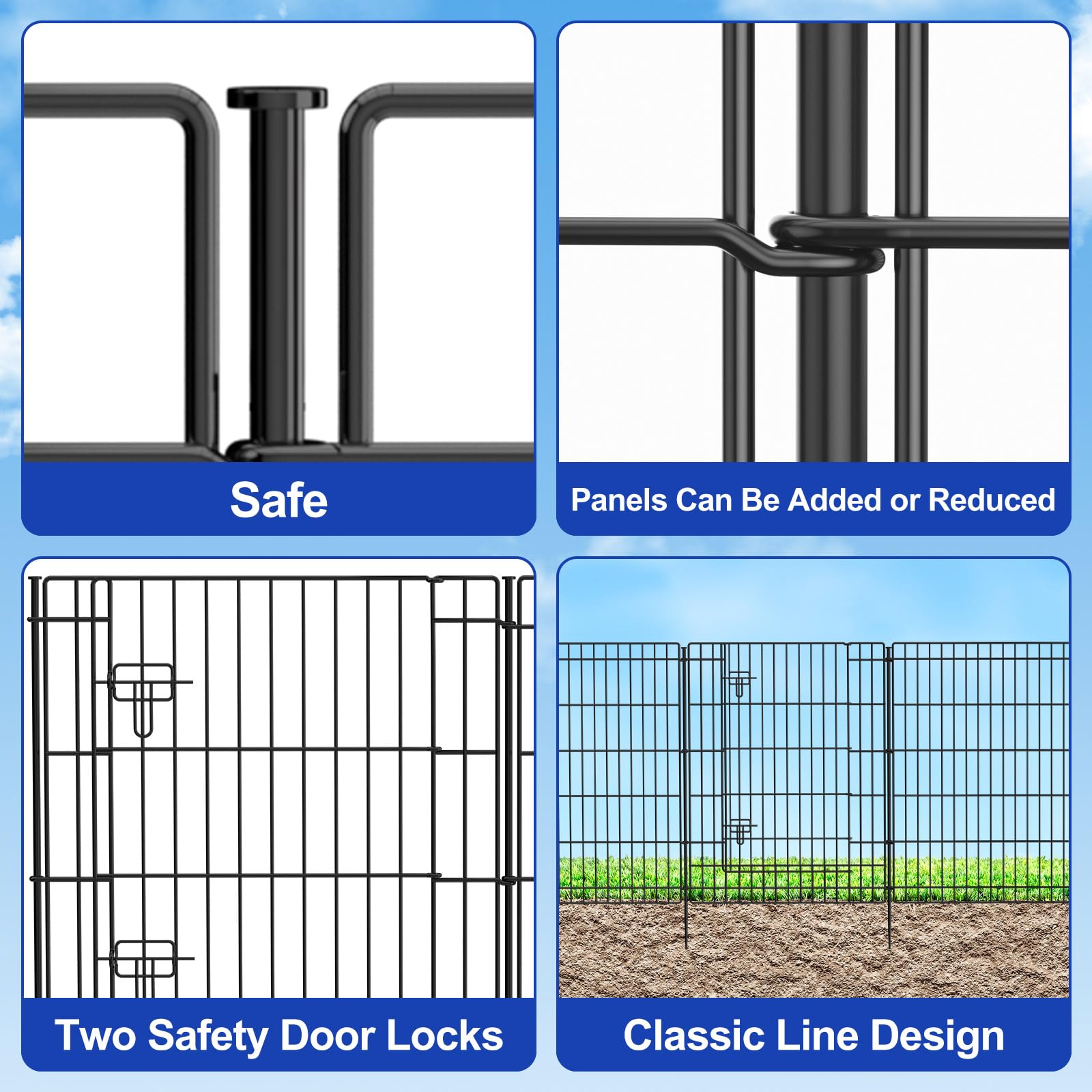 INJOPEXI 12-Panel Decorative Garden Fence - 26ft Length × 36in Height, Rustproof Metal Wire Outdoor Fencing with Gate - Perfect for Yards, Lawns, Parks & Rabbit/Dog Barriers | Ideal for Temporary Animal Enclosures, Garden Borders & Landscape Design
