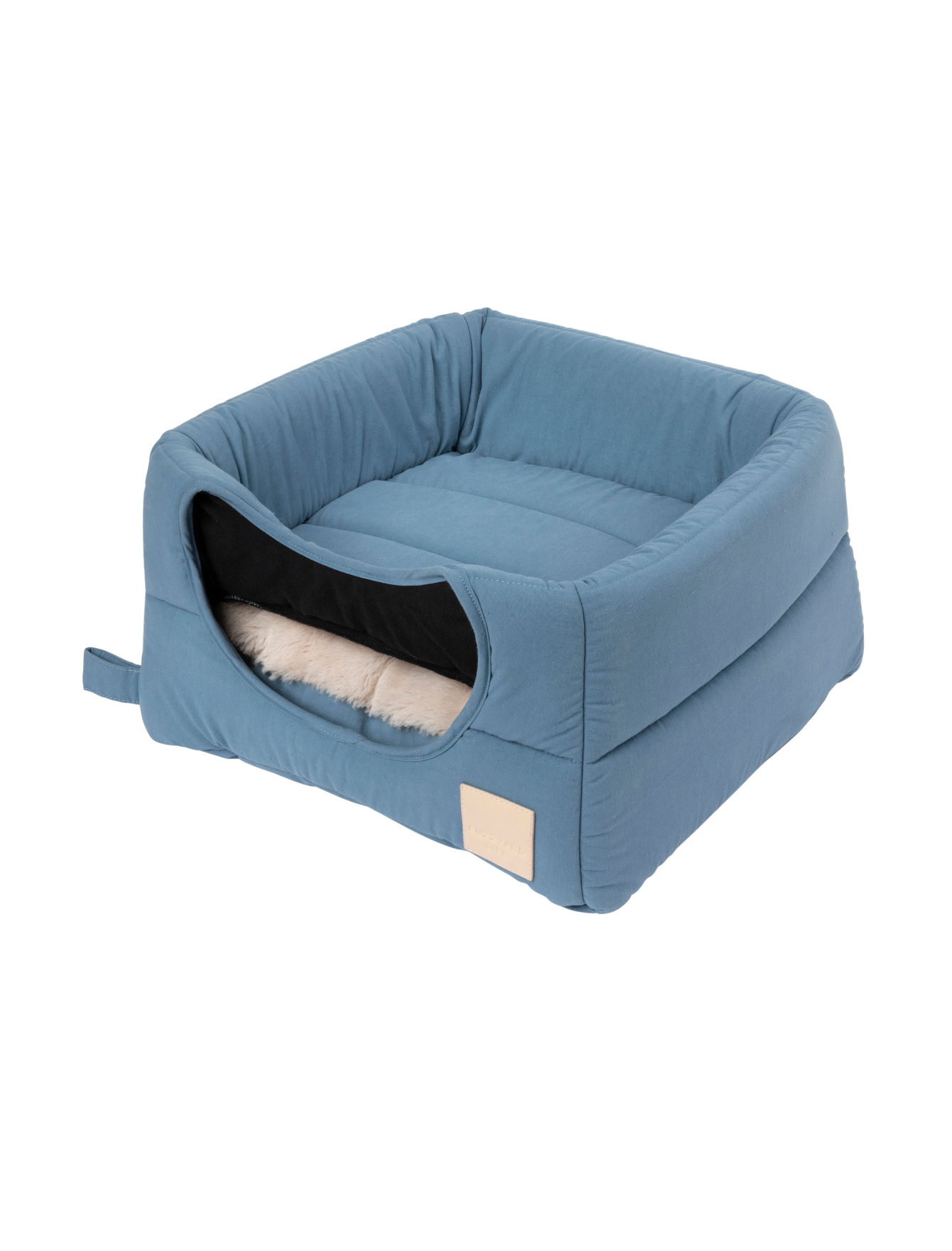 Fuzzyard Life Cat Cubby Pet Bed - Soft & Cozy French Blue Cat House for Small to Medium Cats - Perfect for Indoor Lounging, Napping & Playtime