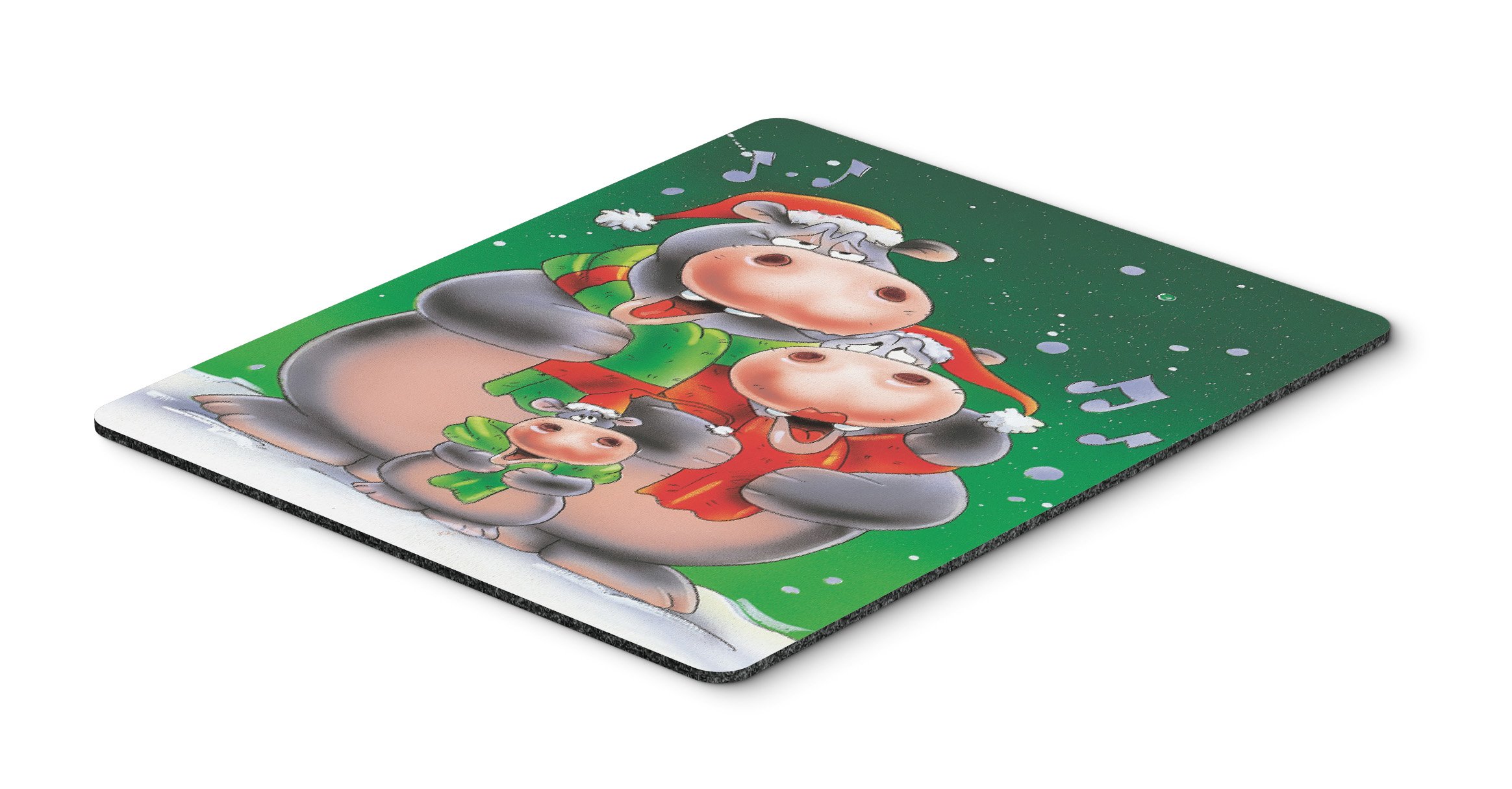 Caroline's Treasures AAH7195MP Hippo Family Caroling Mouse Pad - Large Washable Non-Slip Desk Mat for Home Office, Gaming & Computer Work | Perfect Gift for Christmas Decor & Workspace Accessories