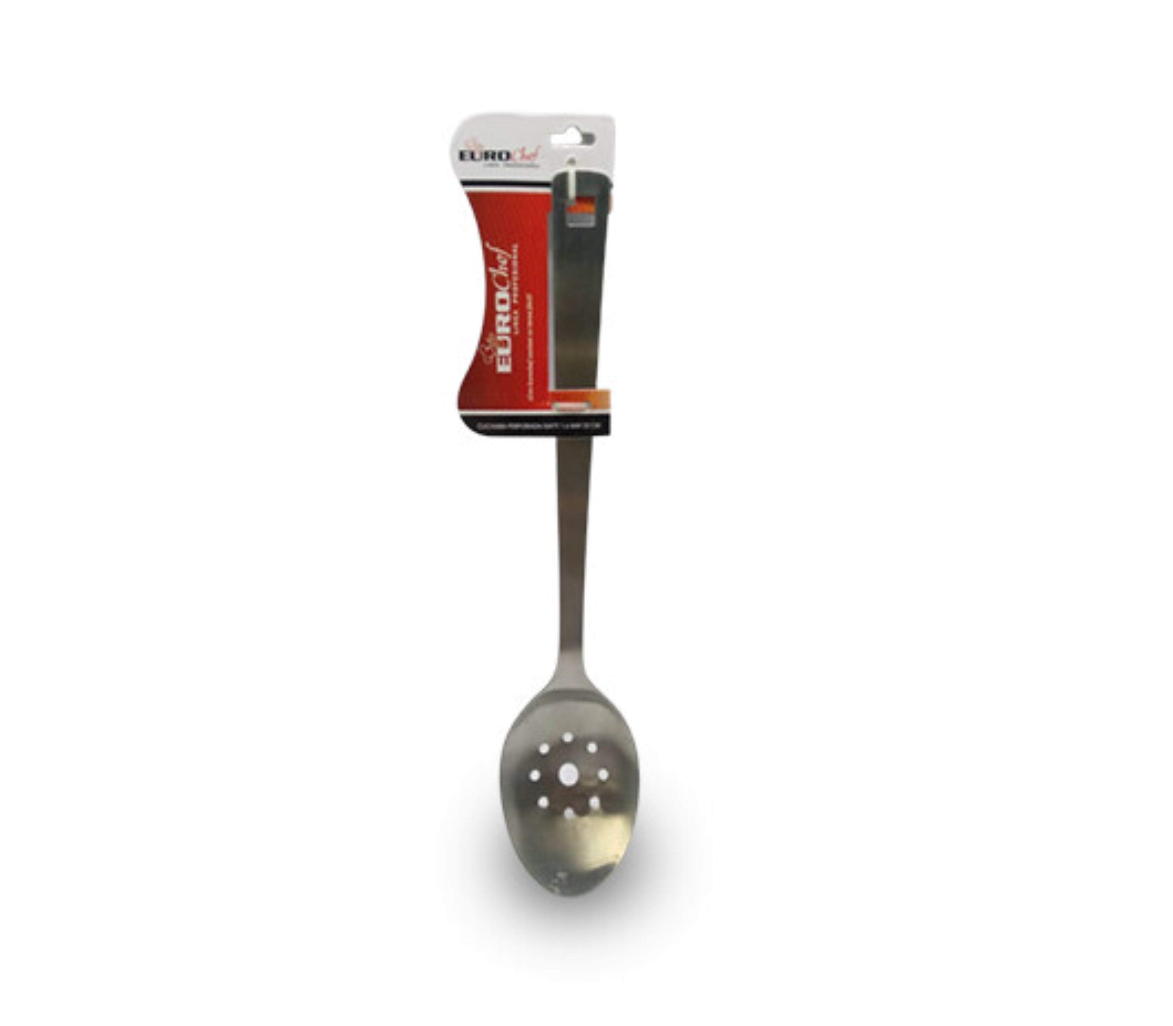 Euro Chef 1.6mm Perforated Slotted Spoon 33cm - Stainless Steel Kitchen Utensil for Cooking, Serving & Straining Pasta, Vegetables & Soup