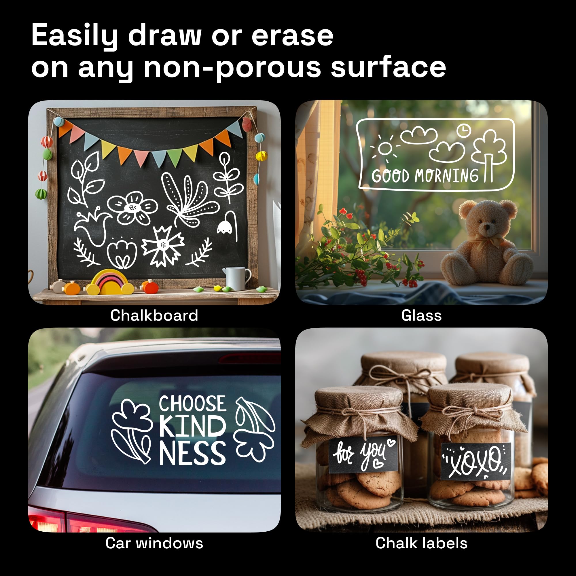 ARTISTRO 2-Pack White Liquid Chalk Markers - Erasable Chalkboard Pens with 6mm Reversible Tip for Blackboard, Glass, Car Windows & More - Perfect for Restaurants, Bistros, Signage & DIY Projects