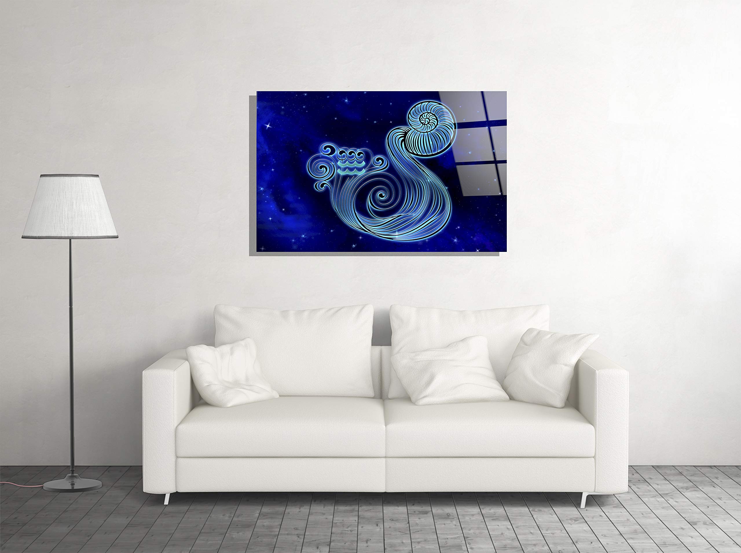 Aquarius Zodiac Sign Astrology Print - Tempered Glass Wall Art Decor - Unique Zodiac Gift for Home, Office & Spiritual Spaces
