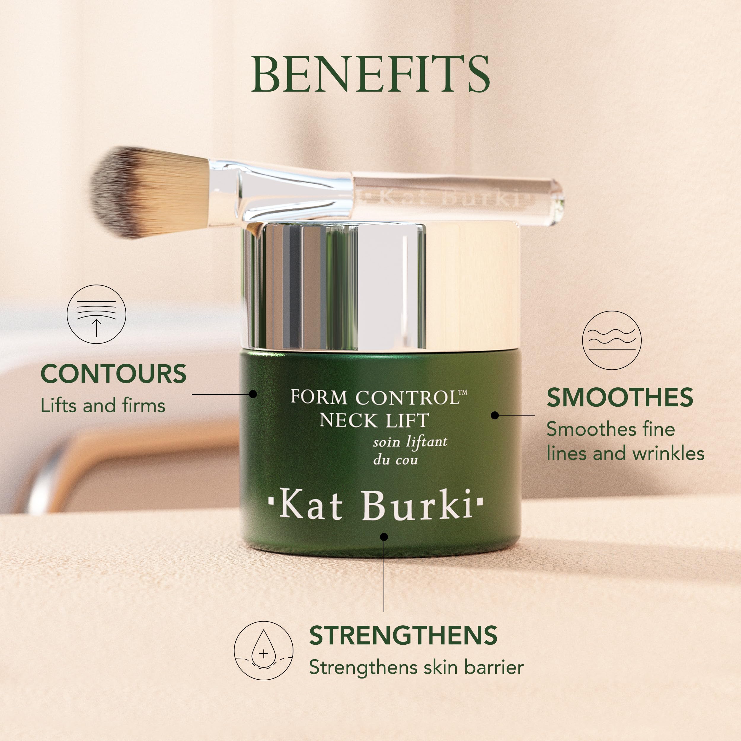 Kat Burki Form Control Neck Lift - Powerful Anti-Aging Neck Cream with Marine Collagen & Niacinamide, 2 fl.oz - Firming & Contouring Treatment for Sagging Neck Skin, Perfect for Daily Skincare Routine & Nighttime Use