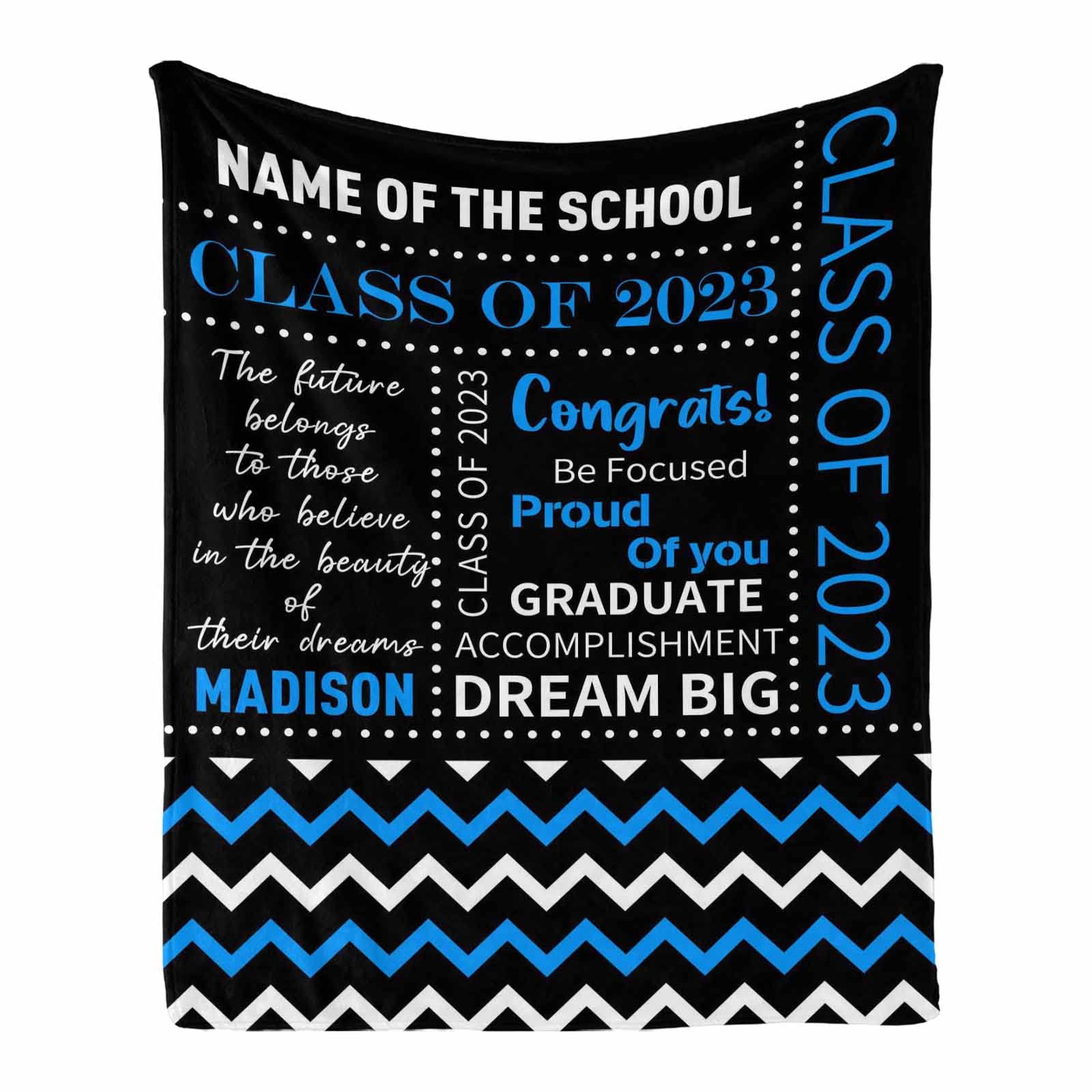 Personalized Graduation Blanket for Her or Him - Custom High School Class of 2023 Throw Blanket 40