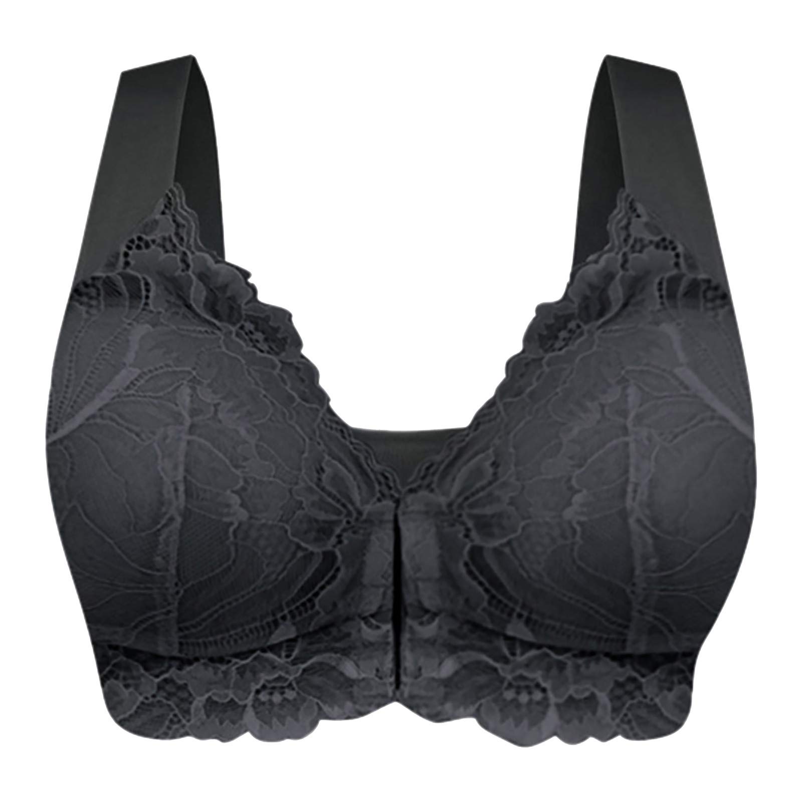 Leonshay Front Close Wireless Bras for Women - Seamless Plus Size No Underwire Push Up Sports Bra - Comfortable Workout & Daily Wear - Black, 6X-Large - Perfect for Yoga, Gym & Everyday Activities