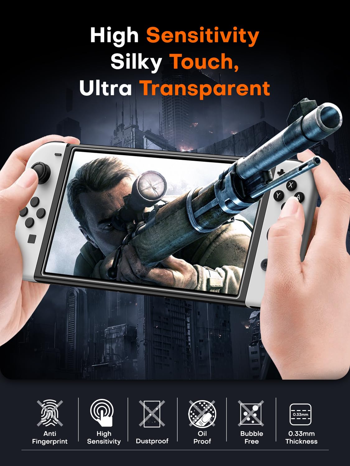 Premium TOCOL Tempered Glass Screen Protector for Nintendo Switch OLED 2021 Model - 7 Inch 9H Hardness Anti-Scratch, Anti-Fingerprint, HD Clear Protection - Perfect for Gaming, Travel, and Daily Use