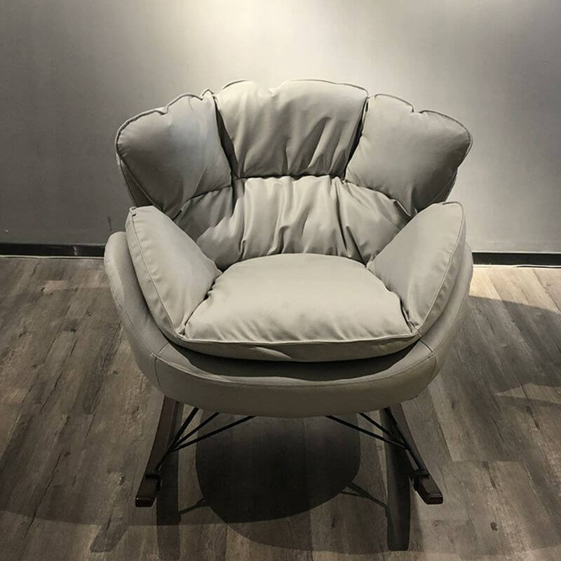 Modern Indoor Rocking Chair with Black Upholstery - Non-Scratch Recessed Arm Design - Perfect for Living Room, Nursery & Relaxation