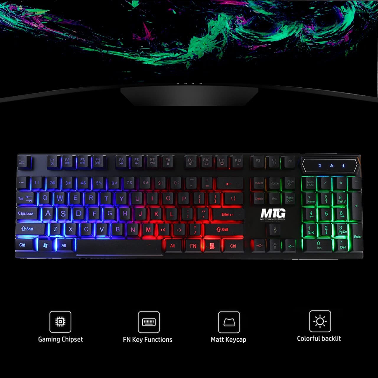 MTG Gaming Wired RGB LED Backlit Mechanical Keyboard - 19 Anti-Ghosting Keys, USB Plug & Play for Windows, Mac, Linux (Black) - Perfect for Esports, Streaming & PC Gaming - Pack of 20