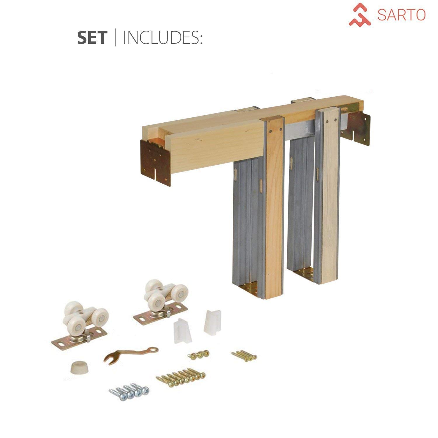 SARTODOORS 42x80 Pocket Sliding Brown Door with Frame - Planum 0020 Chocolate Ash Finish | Solid Core Closet Door with Hardware & Trims | Perfect for Bedrooms, Walk-in Closets & Space-Saving Room Dividers