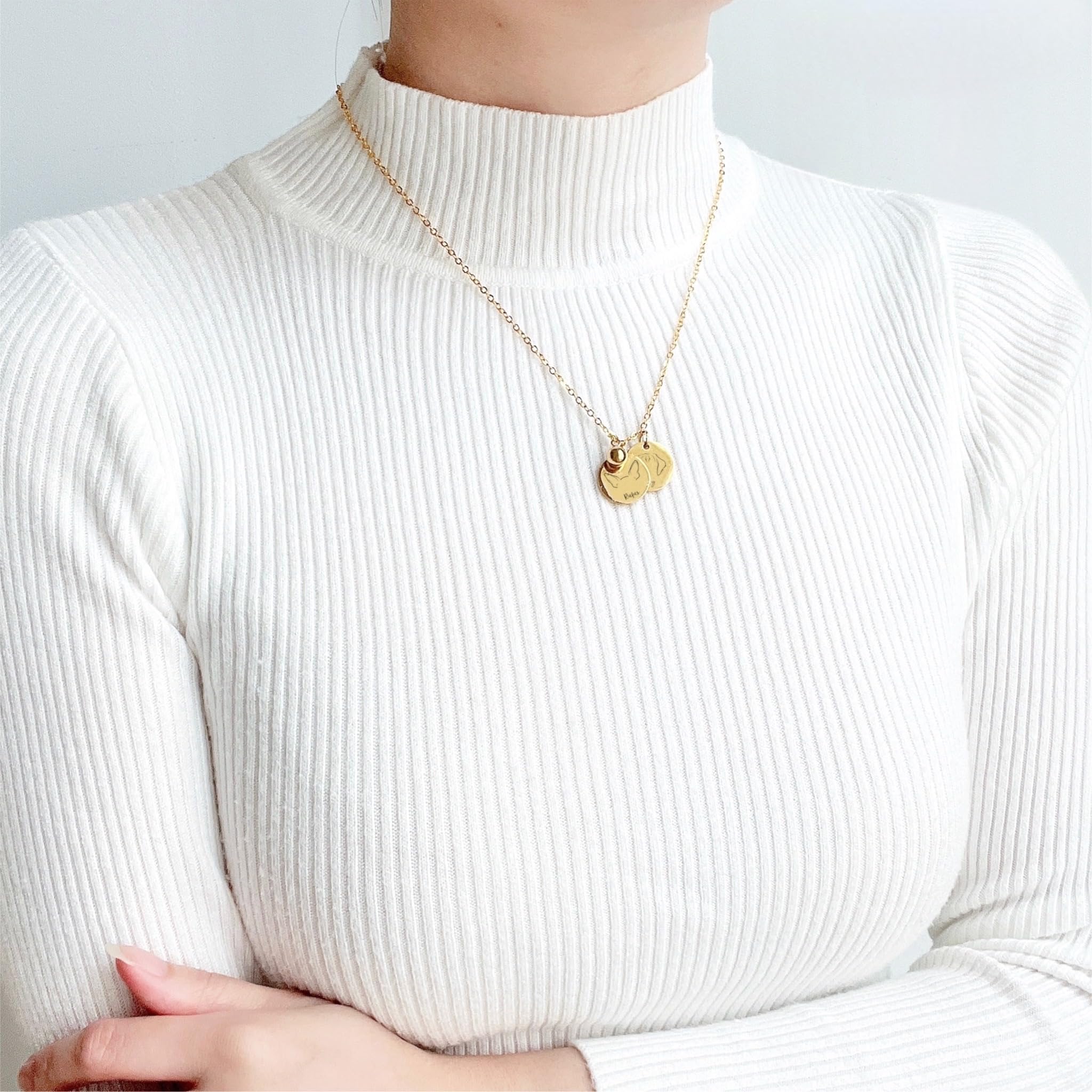 Custom Dog Breed Necklace - Personalized Engraved Dog Ears Pendant with Decorative Ball Charm | Cute Pet Jewelry Gift for Dog Lovers | Perfect for Birthdays, Anniversaries & Pet Memorials