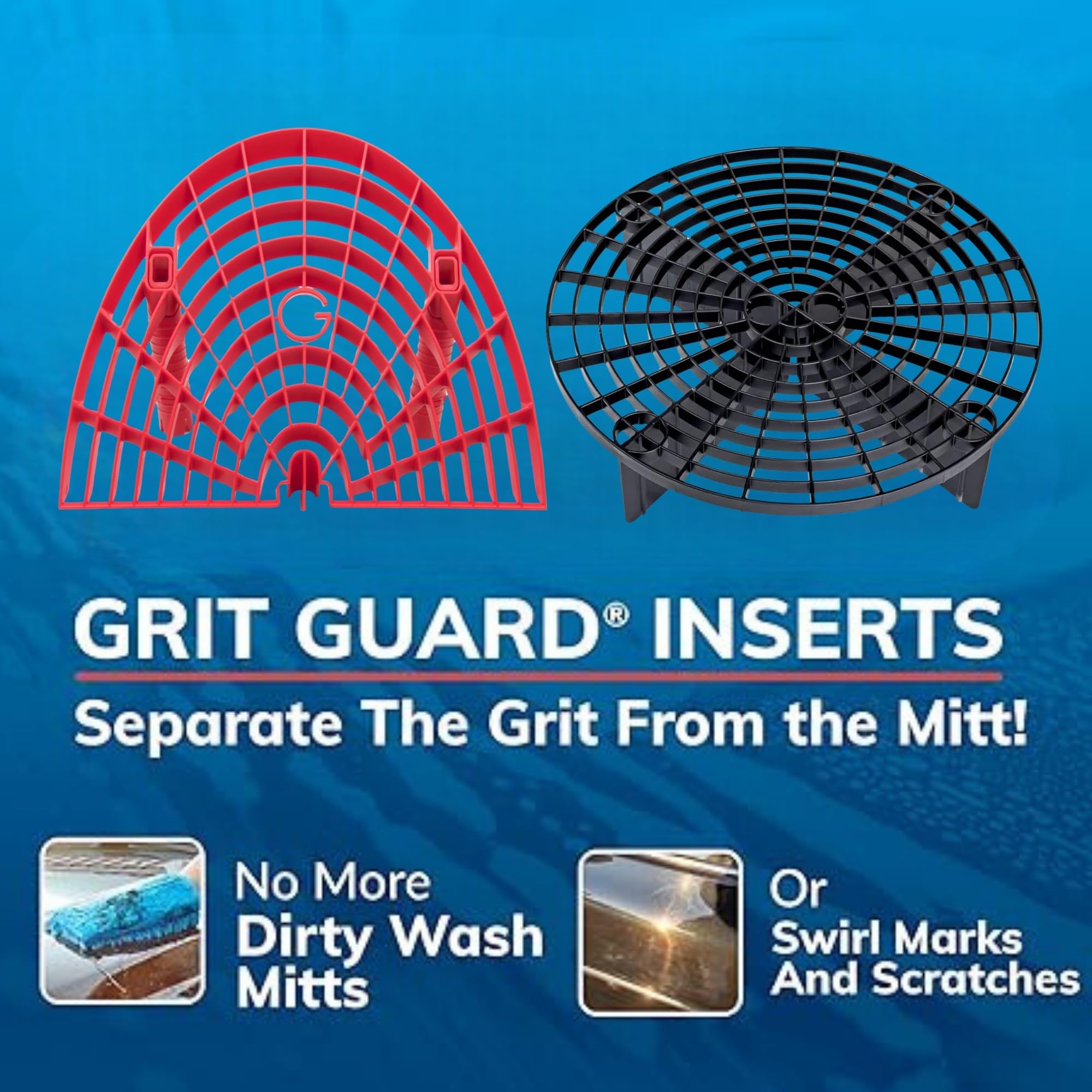 The Original Grit Guard Bucket Insert with Washboard Combo - Premium Car Detailing Kit for Deep Cleaning | Dirt Removing Wash Mitt Cleaner | Dual Bucket System Accessory (Black/Blue) | Perfect for Auto Detailing, Car Washing & Professional Vehicle Care