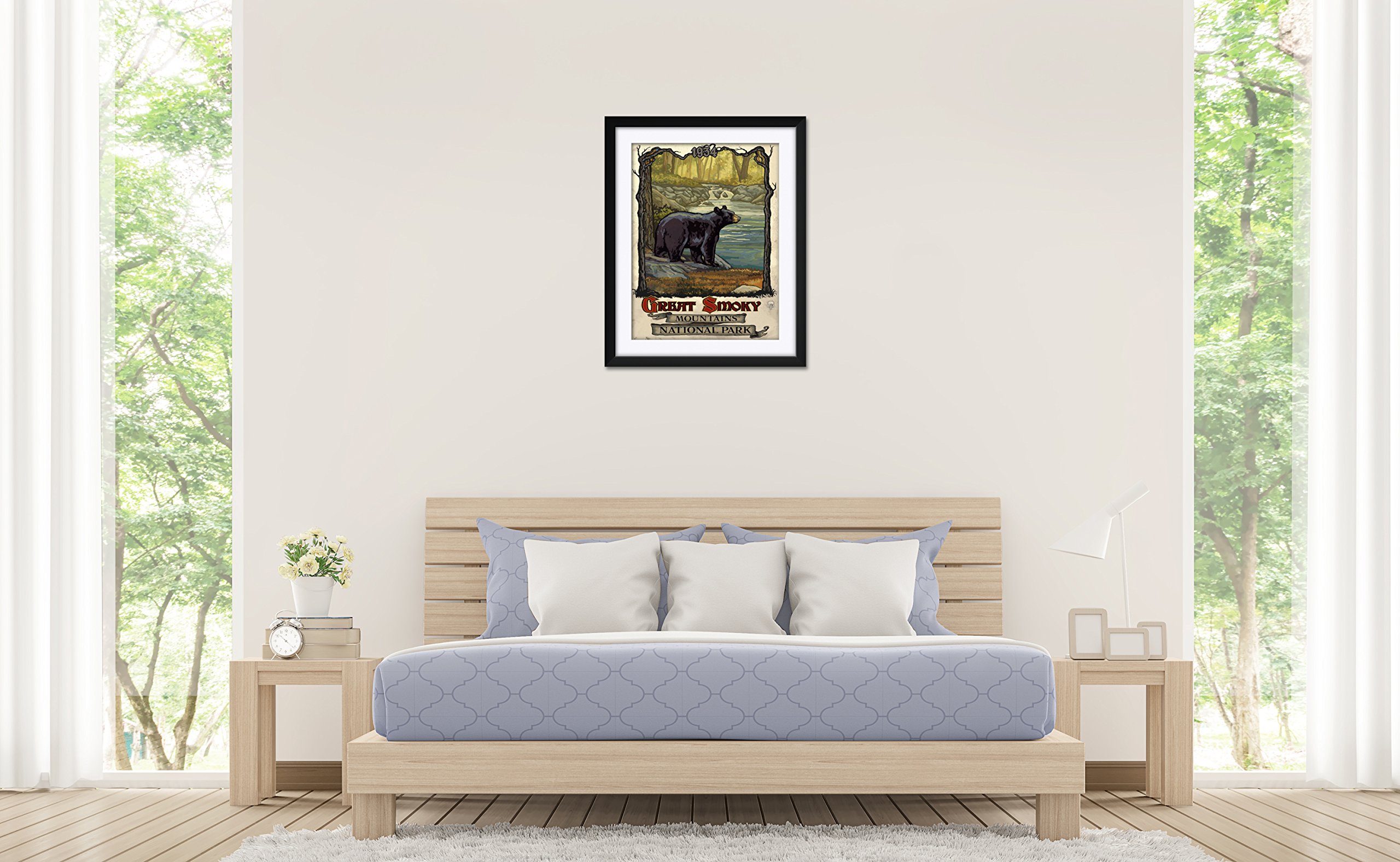 Paul A. Lanquist Framed Art Print - Great Smoky Mountains National Park Bear with Creek - 24