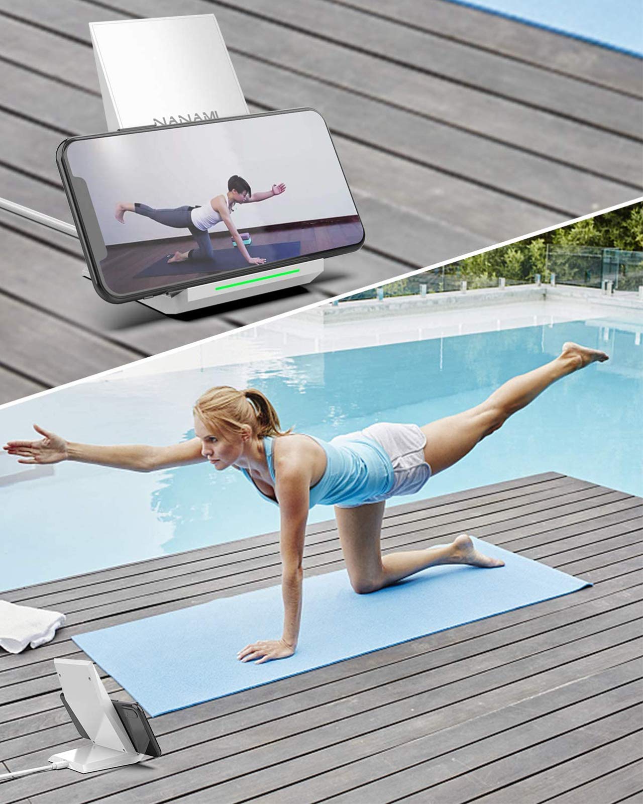 NANAMI Fast Wireless Charger - Qi-Certified 15W Wireless Charging Stand & Pad (2 Pack) for iPhone 15/14/13/12 Series, Samsung Galaxy S24/S23/S22/S21/S20/Note 20, AirPods Pro - Perfect for Home, Office & Travel Use