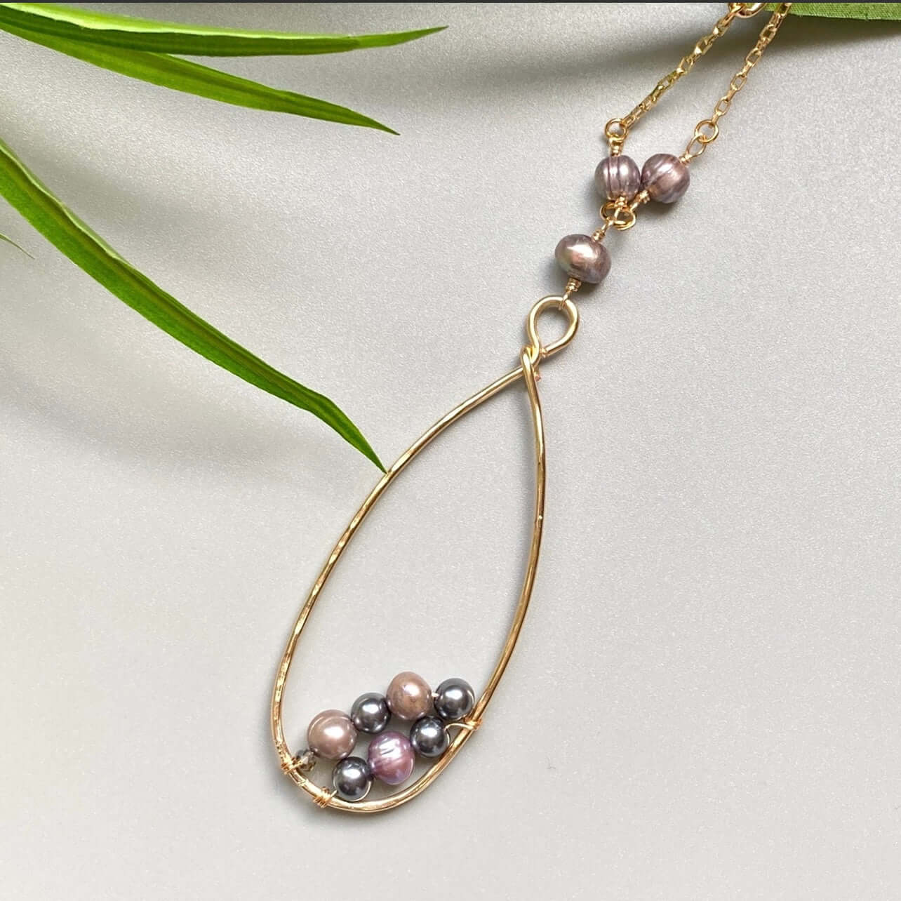 Handmade Peacock Pearl & Teardrop Hoop Pendant Necklace - Elegant Jewelry Gift for Women | Perfect for Weddings, Parties & Special Occasions