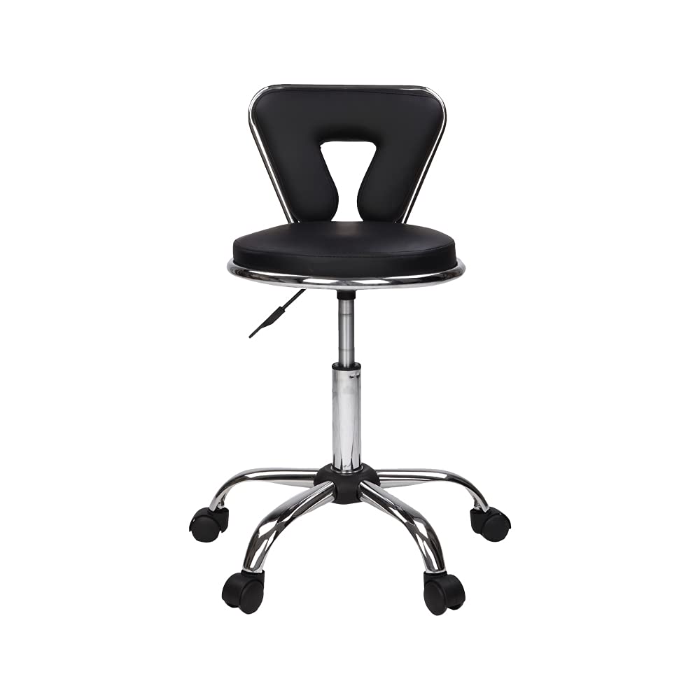 **Hydraulic Rolling Swivel Salon Stool - Adjustable Height Spa Massage Manicure Facial Chair with Backrest & Wheels - Perfect for Home, Salon, and Beauty Clinics (Black)**