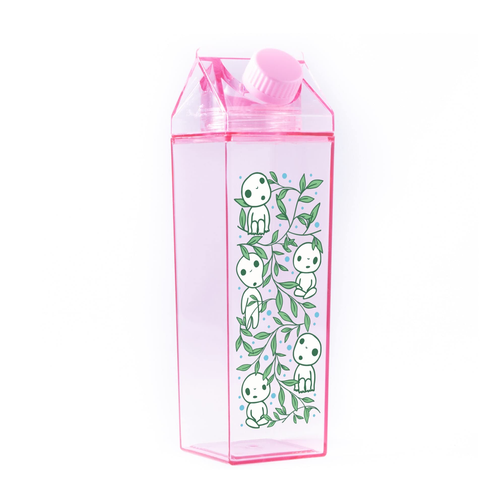 TeesAndTankYou Forest Spirits 500ml (16.9oz) Insulated Milk Carton Water Bottle - Pink | Cute Reusable Drinkware for School, Office, Gym & Outdoor Activities