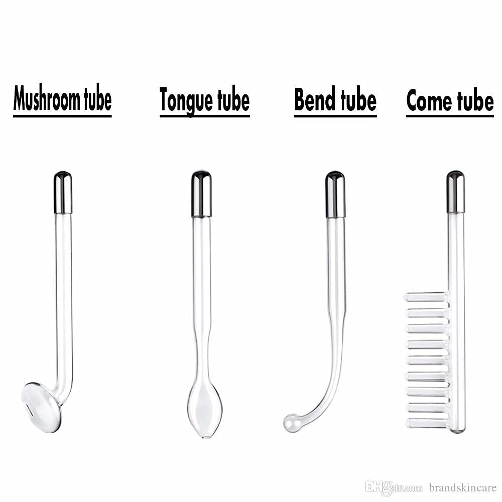 High Frequency Electrotherapy Glass Tubes for Skin Care & Facial Rejuvenation - Professional Salon & Home Use - Crescent Shape with Dot Point Design