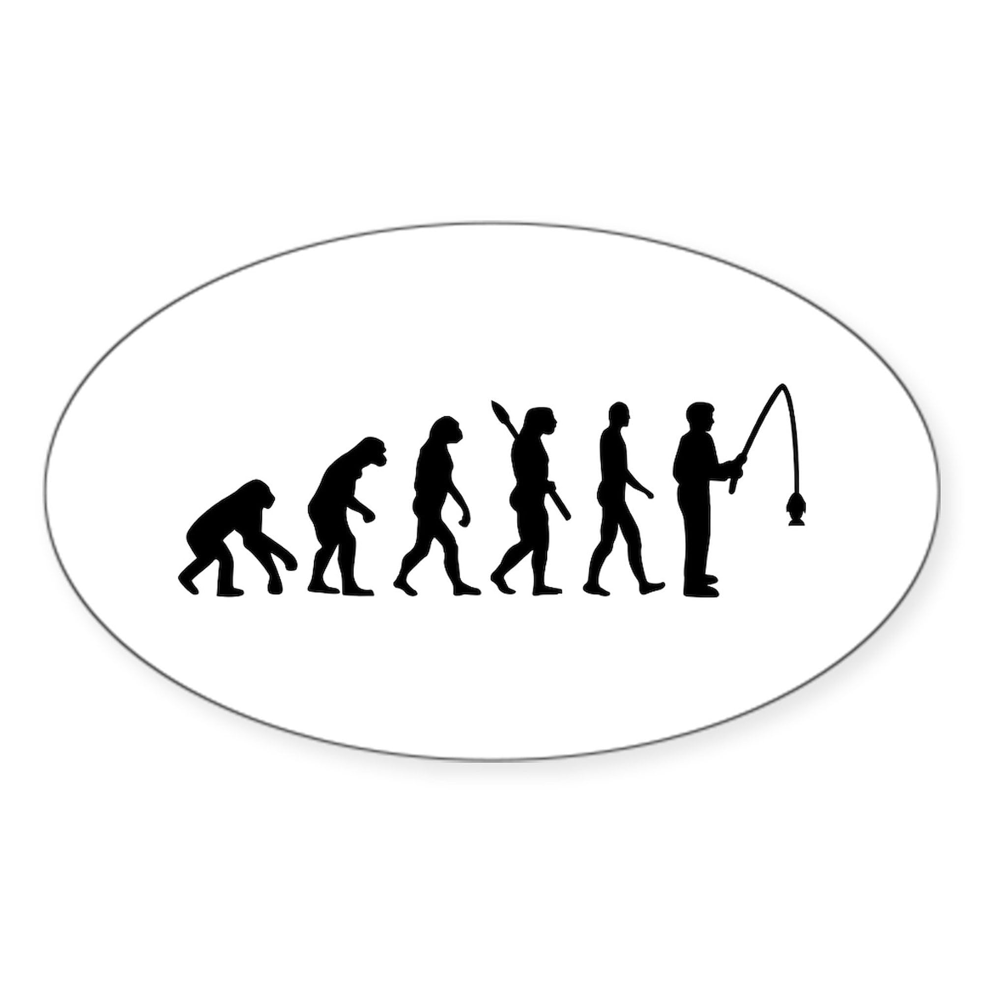 Evolution Fishing Man Oval Car Bumper Sticker - Durable Vinyl Decal for Cars, Trucks, Laptops - Perfect for Anglers & Fishing Enthusiasts - Great Gift for Father's Day or Birthday