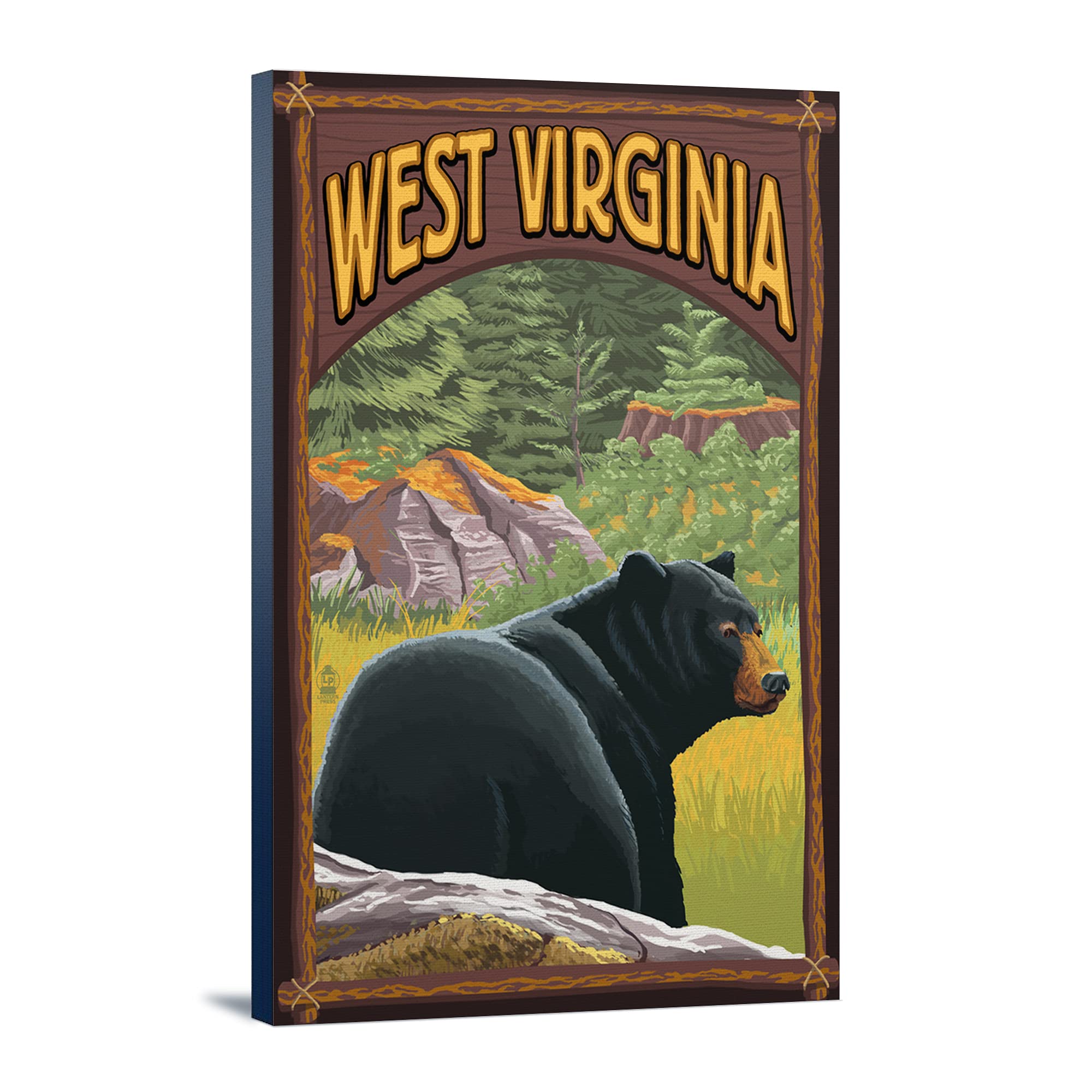 West Virginia Black Bear in Forest - 24x36 Gallery Wrapped Stretched Canvas Wall Art - Perfect for Living Room, Bedroom, or Office Decor