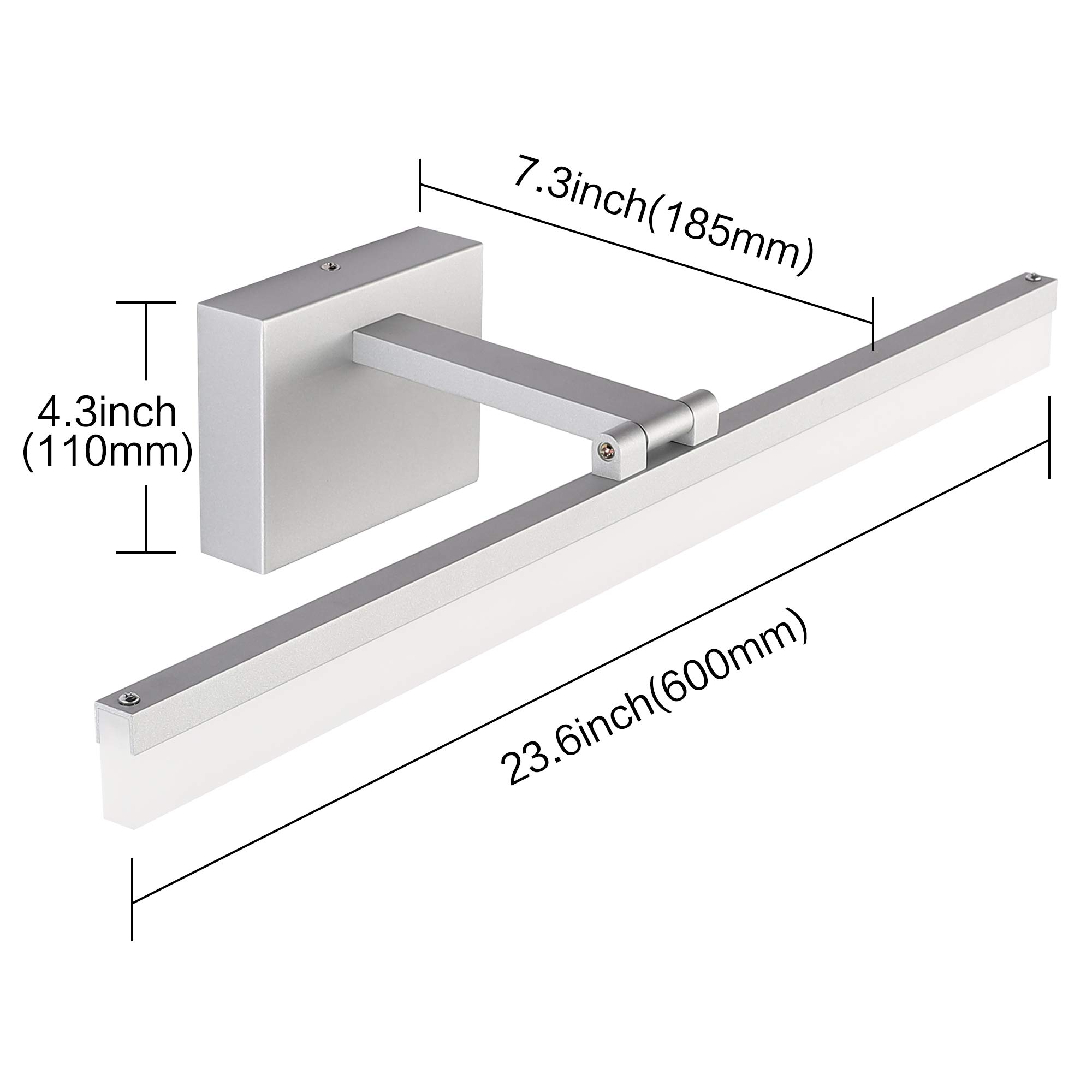 SOLFART 24 Inch Modern Bathroom Vanity Light Bar - Silver Wall Mounted Mirror Lighting Fixture 8778-ND for Bathroom, Powder Room & Dressing Area