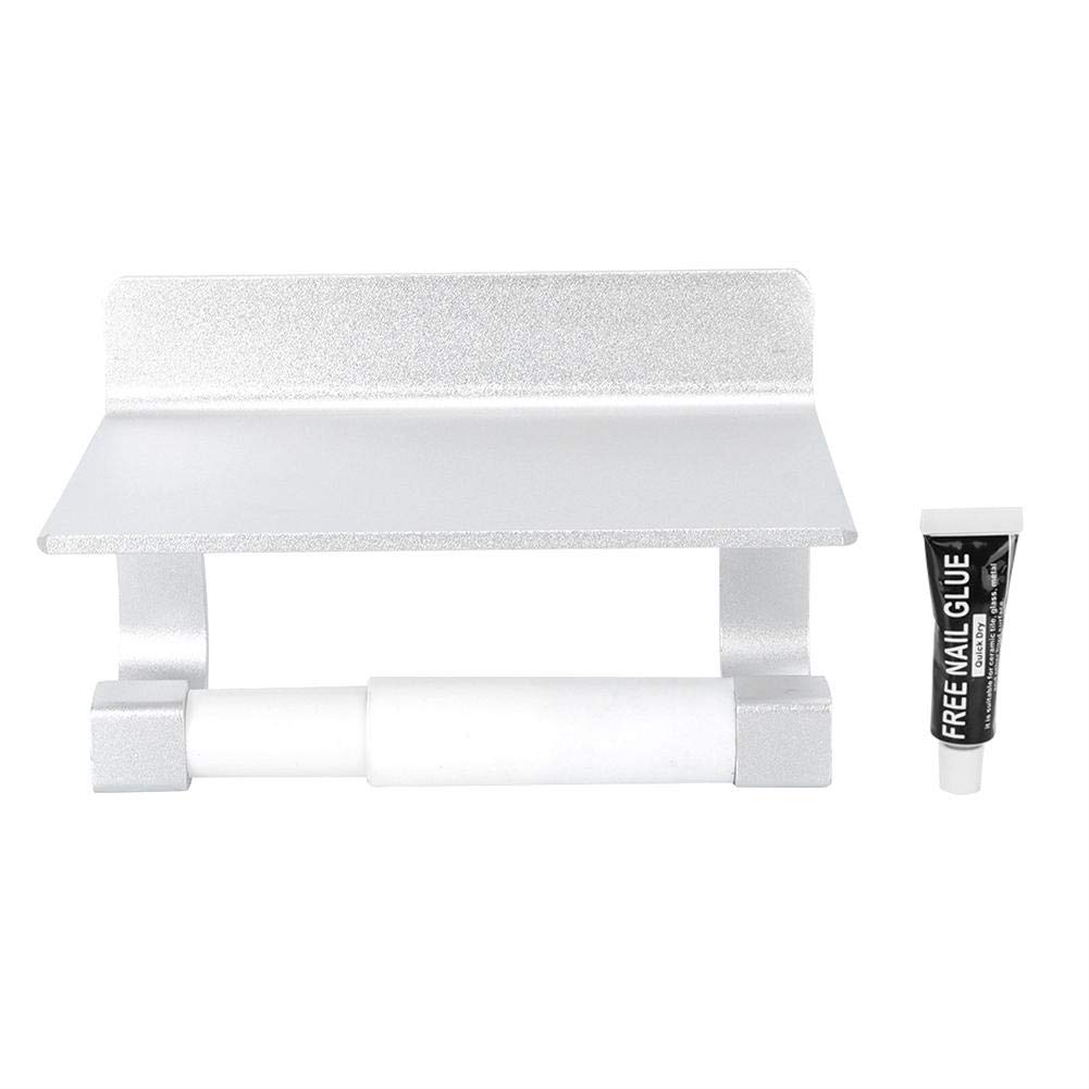 Wall Mounted Toilet Paper Holder with Shelf & Phone Storage - No Drill Bathroom Tissue Roll Rack for Easy Access | Perfect for Small Bathrooms, Powder Rooms & RVs