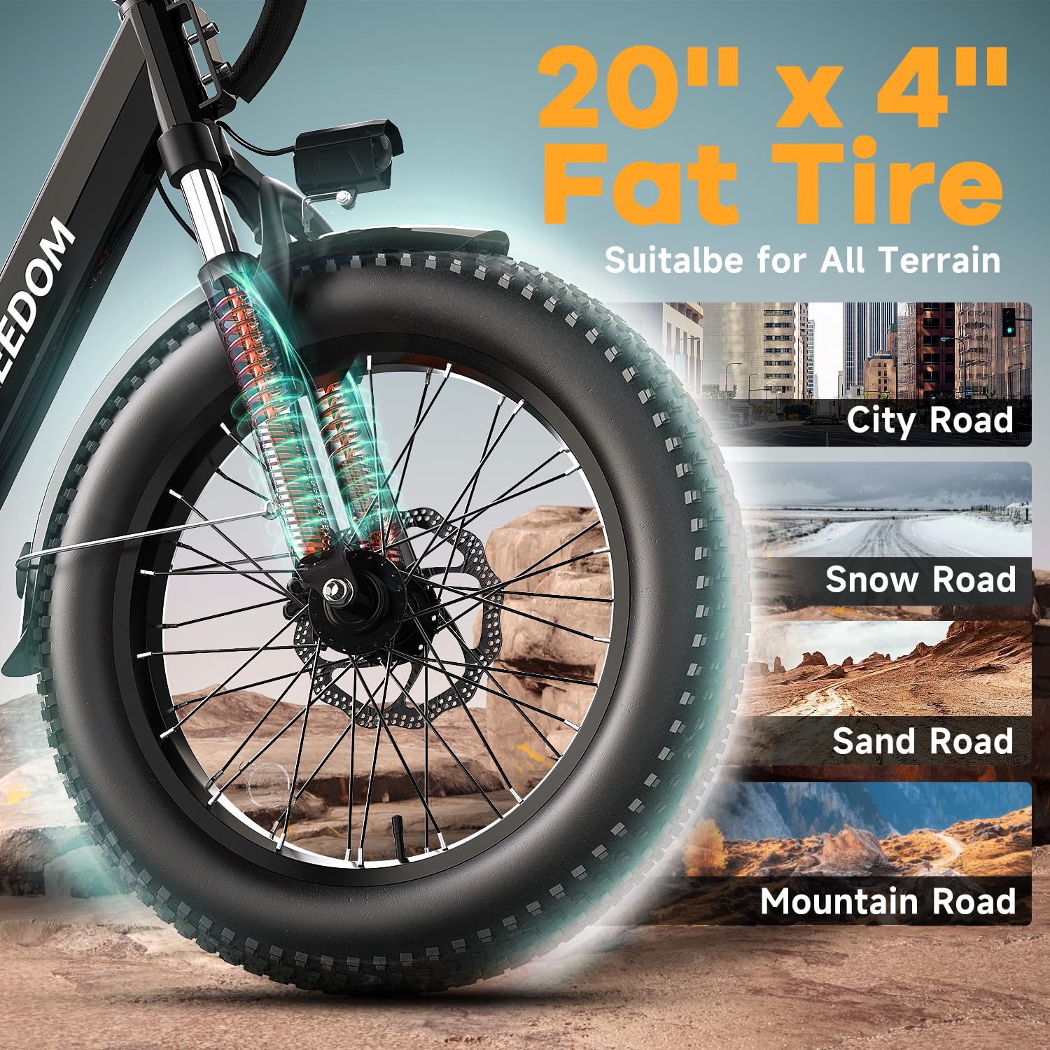 1500W Peak Electric Bike for Adults - 48V 20Ah Removable Battery, 70 Miles Range & 30MPH Speed, 20