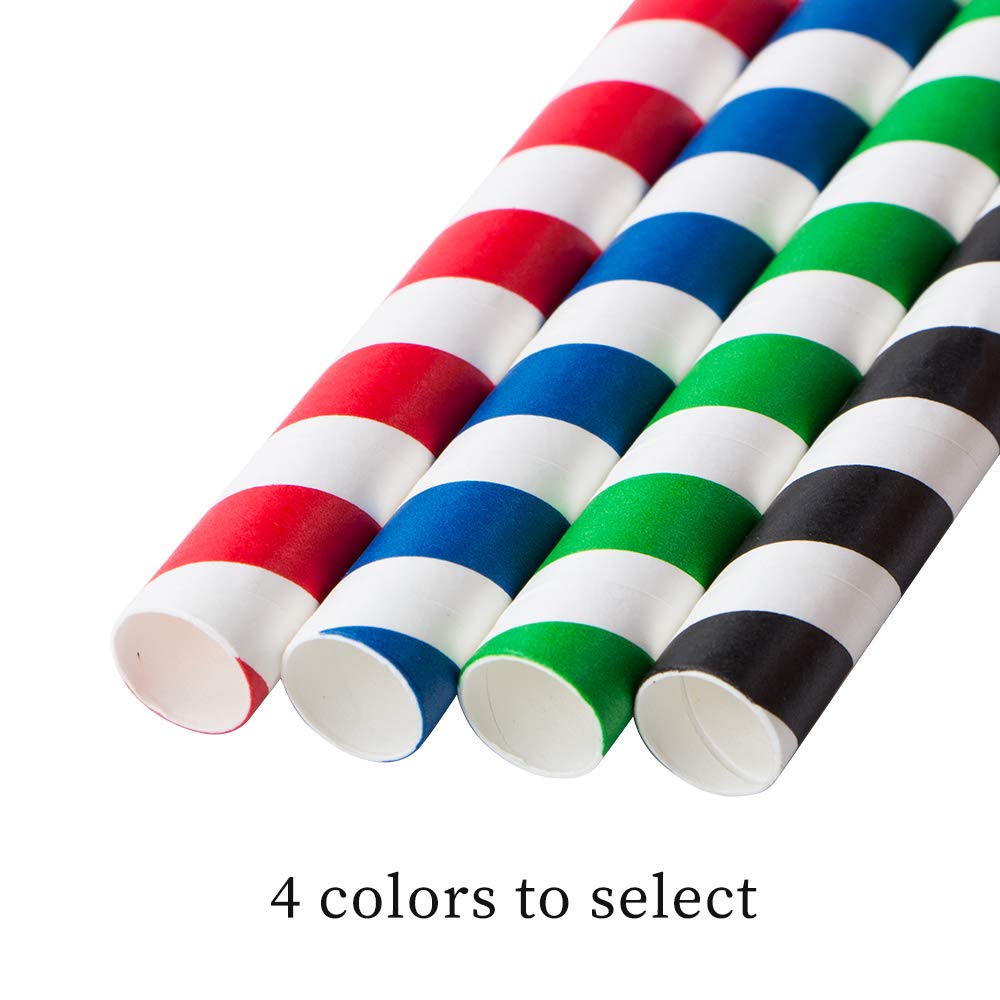 Biodegradable Paper Straws 0.4 Inch Wide - 100 Count Bulk Jumbo Thick Navy Blue Drinking Straws for Smoothies, Milkshakes, Cocktails & Christmas Decorations | Eco-Friendly Disposable Straws for Parties, Restaurants & Home Use