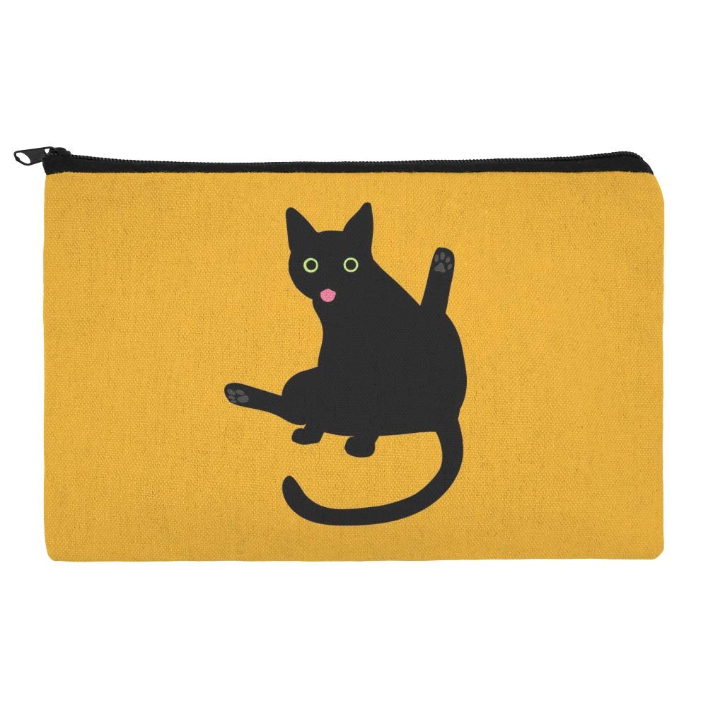 Black Cat Lifting Leg Licking Makeup Cosmetic Bag Organizer Pouch - Stylish & Functional Cosmetic Storage for Travel & Daily Use | GRAPHICS & MORE