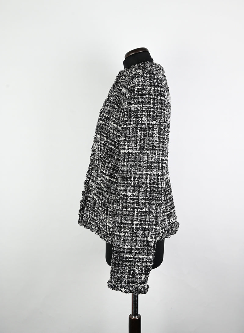 Valentino Black & White Bouclé Jacket - Size 42 | Luxury Women's Outerwear for Office & Evening Events