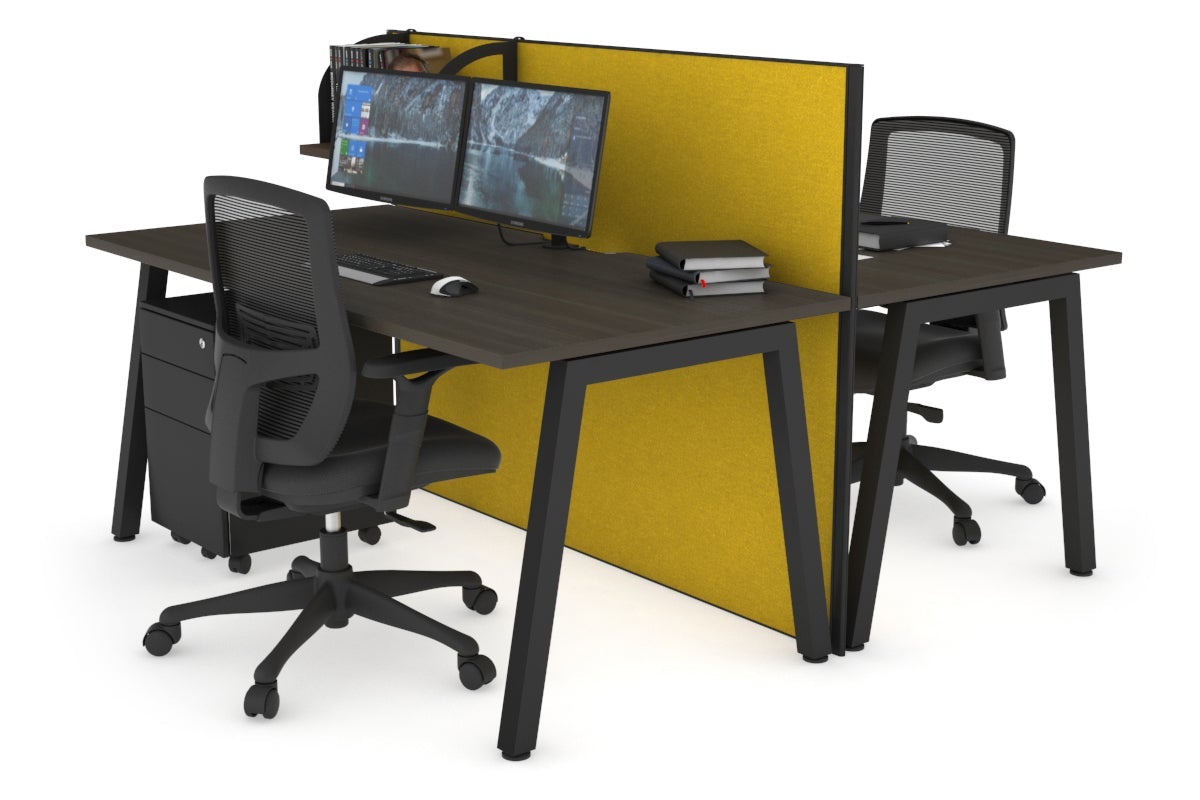 Horizon Quadro 2-Person Office Workstation Bench with A-Legs - 1200L x 800W Dimensions, Cable Management Scallop - Perfect for Shared Workspaces & Collaborative Office Environments