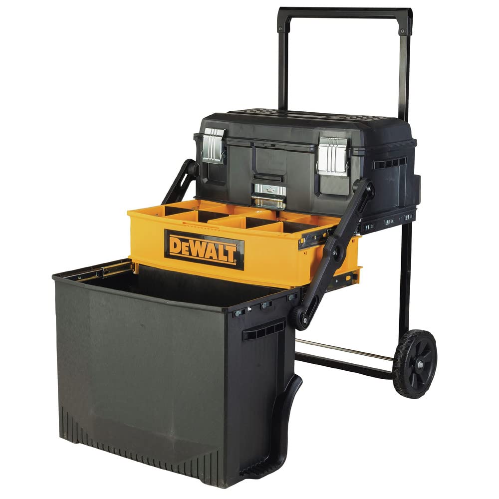 DEWALT DWST20880 Wheeled Rolling Tool Box - Multi-Level Extendable Tool Storage for Job Sites & Workshops - Water Resistant Heavy Duty Tool Organizer - Perfect for Construction, Auto Repair & Home DIY Projects