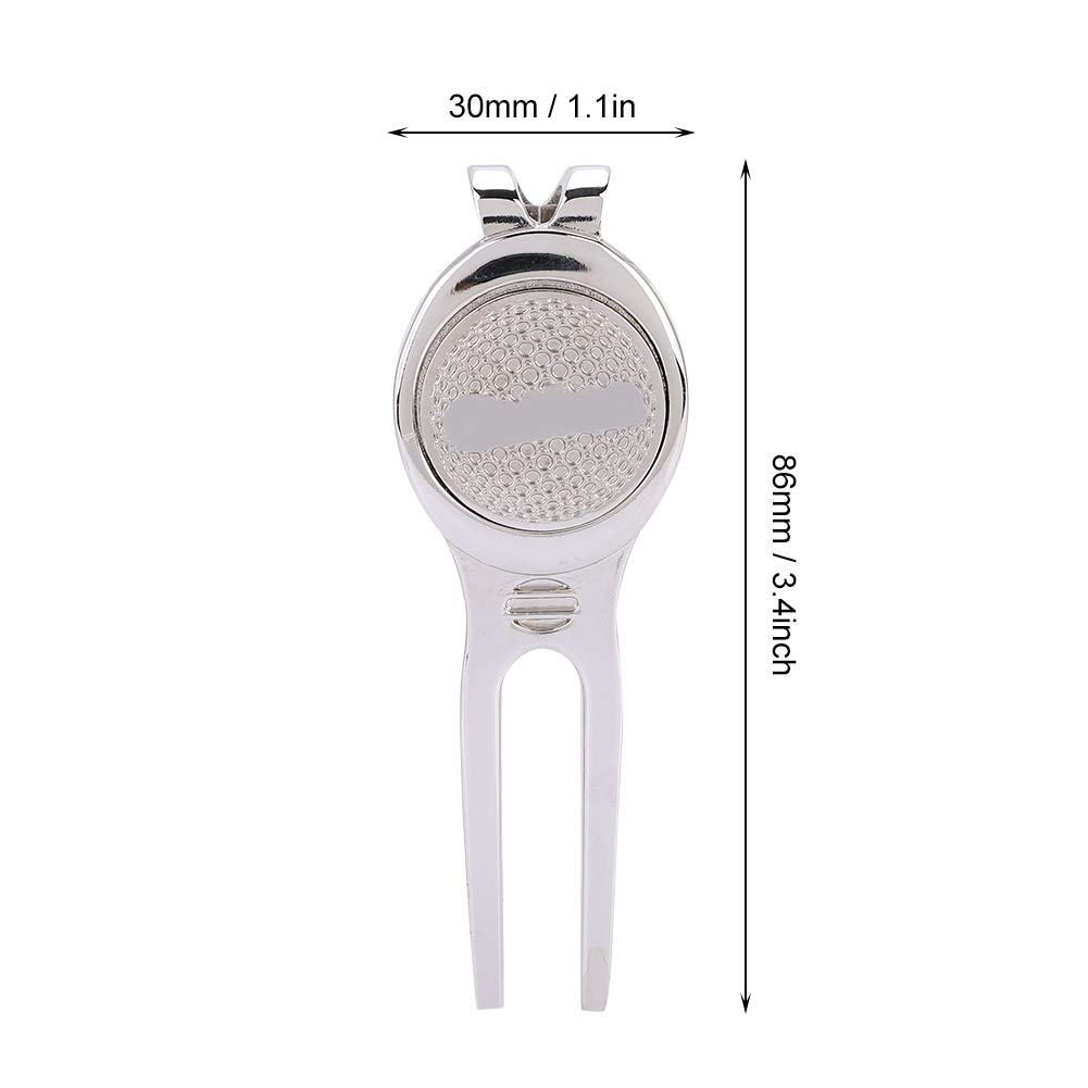 Premium Golf Divot Repair Tool with Magnetic Ball Marker - Durable Zinc Alloy Design (Silver D102) - Perfect for Golf Course Maintenance & Practice Sessions