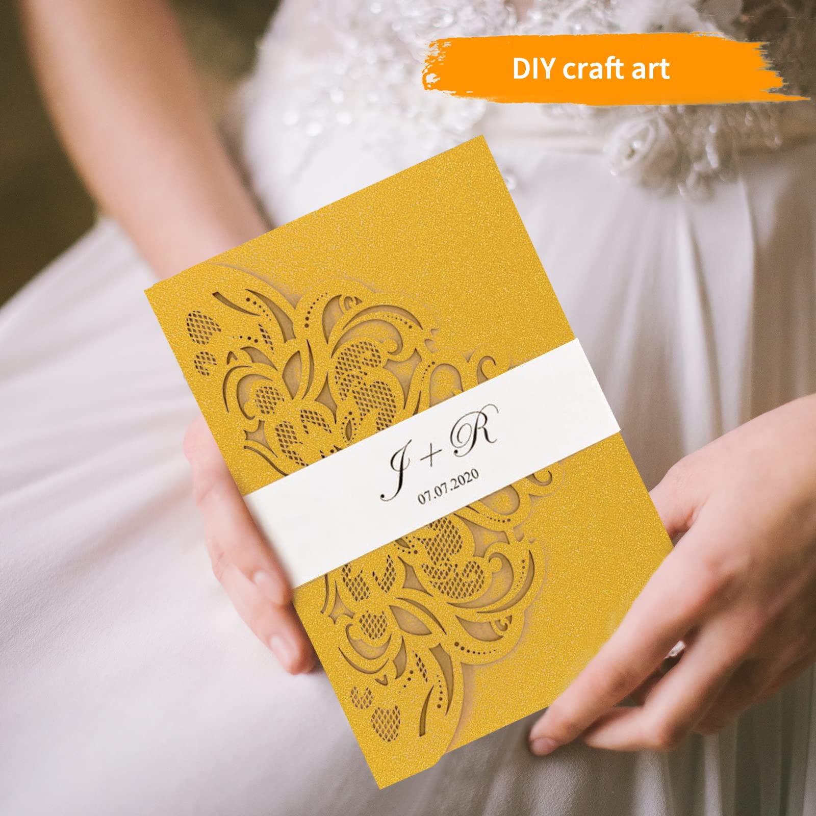 Premium Gold Shimmer Paper - 100 Sheets Metallic Cardstock 8.5