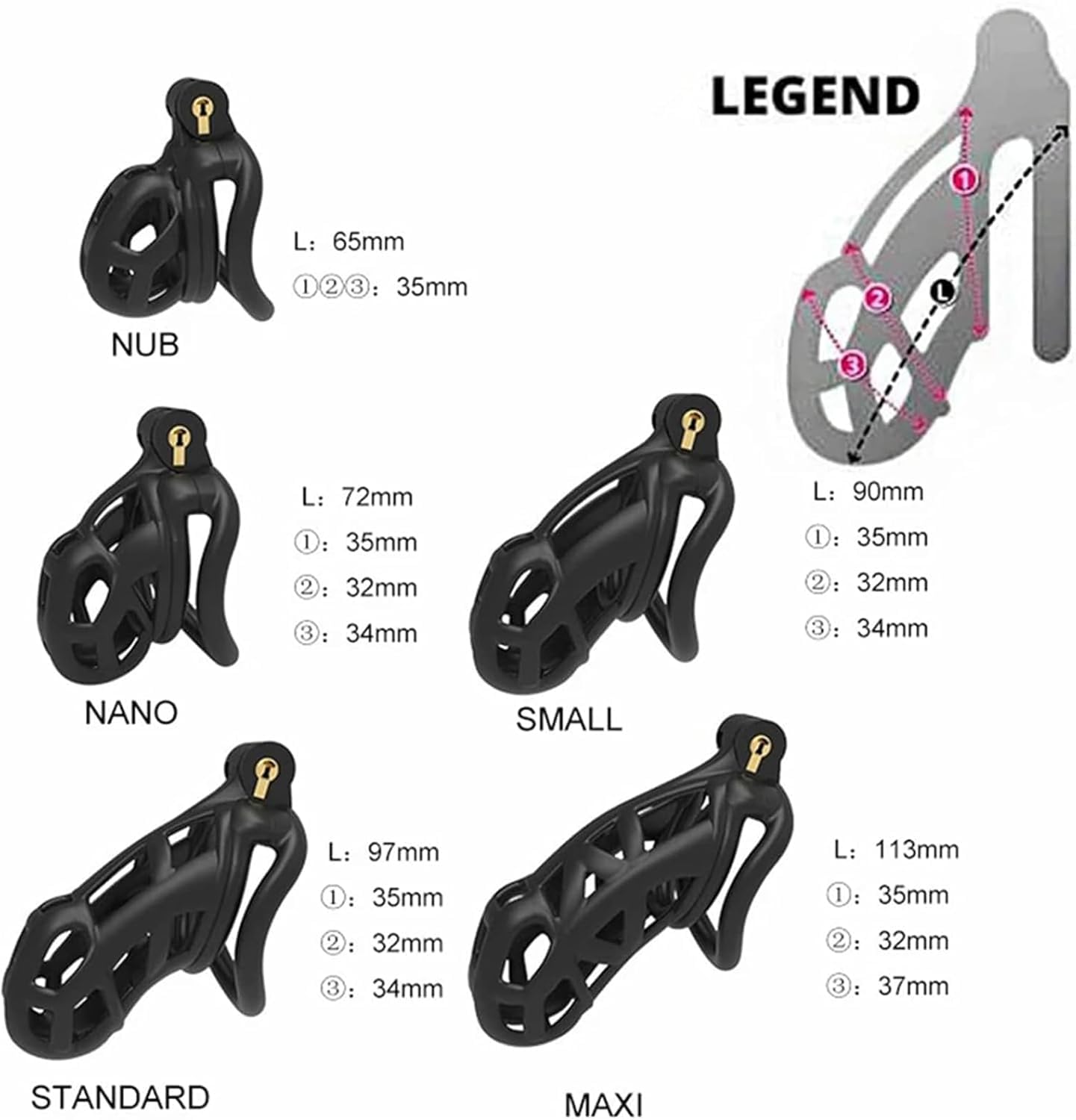 Cobra Male Chastity Cage 2.0 - Resin Cock Cage with 4 Adjustable Rings | Lightweight Penis Bondage Device for Men | BDSM Sex Toy for Couples Play, Locktober & Long-Term Wear (Small Size)